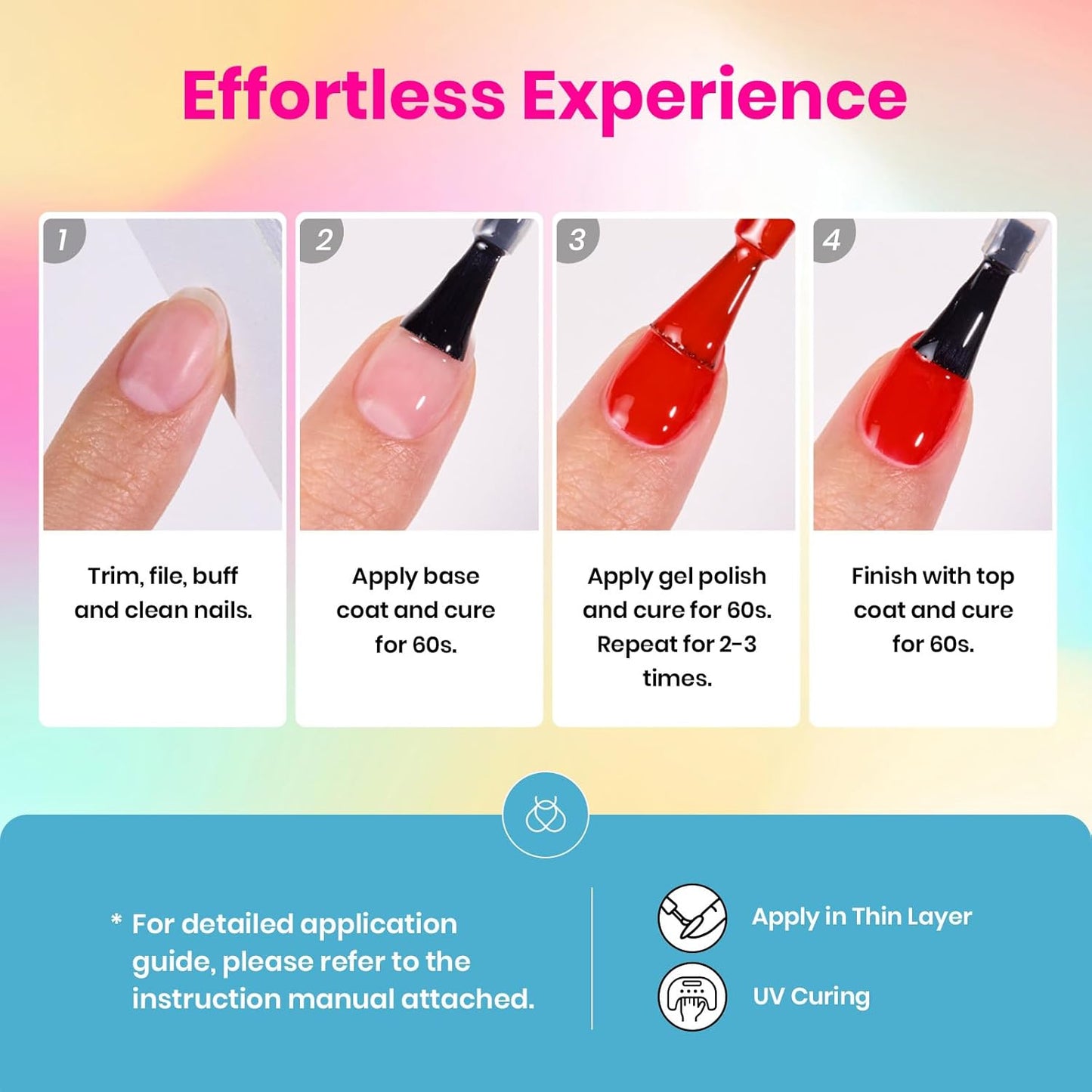 Beetles Summer Gel Nail Polish Set - 20 Color Neon Bright Colors Red Hot Pink Glitter Gel Polish Kit with Base Top Coat Soak Off Uv Led Nail Gifts for Women