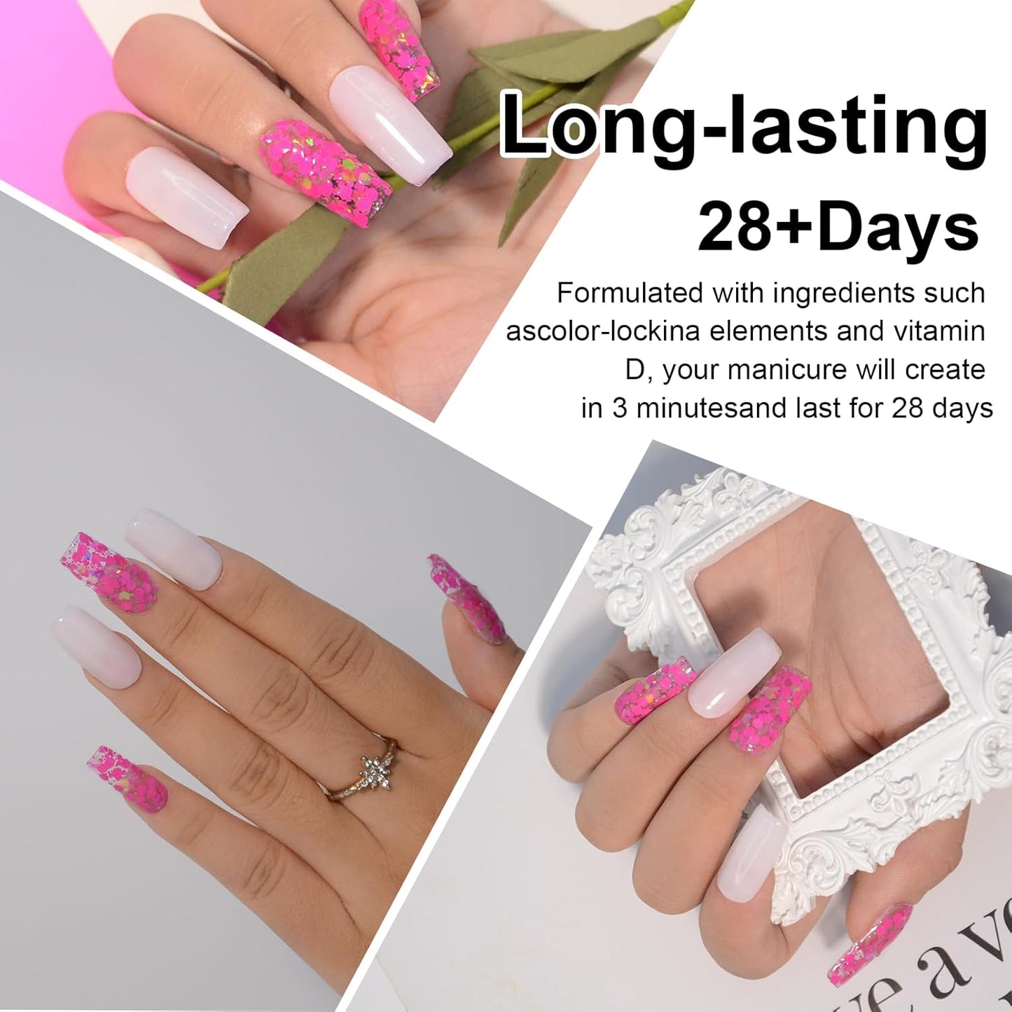 1 Oz Glitter Purple Nail Dip Powder, Odor-Free and Long-Lasting, No Needed Nail Lamp Curing, Dipping Powder French Nail Art Starter Manicure