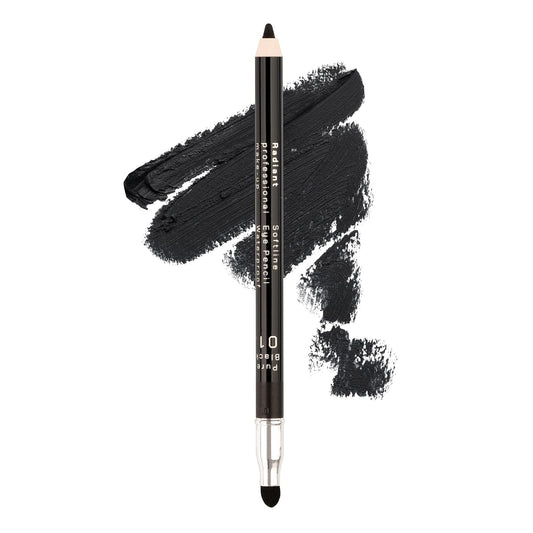 Radiant Professional Black Waterproof Eyeliner Pencil - Eyeliner Waterproof Smudge Proof for Woman - Long Lasting Under Eye Pencil for Smoky Eye - Soft Waterline Eye liner with Smudger Tool -Black(01)