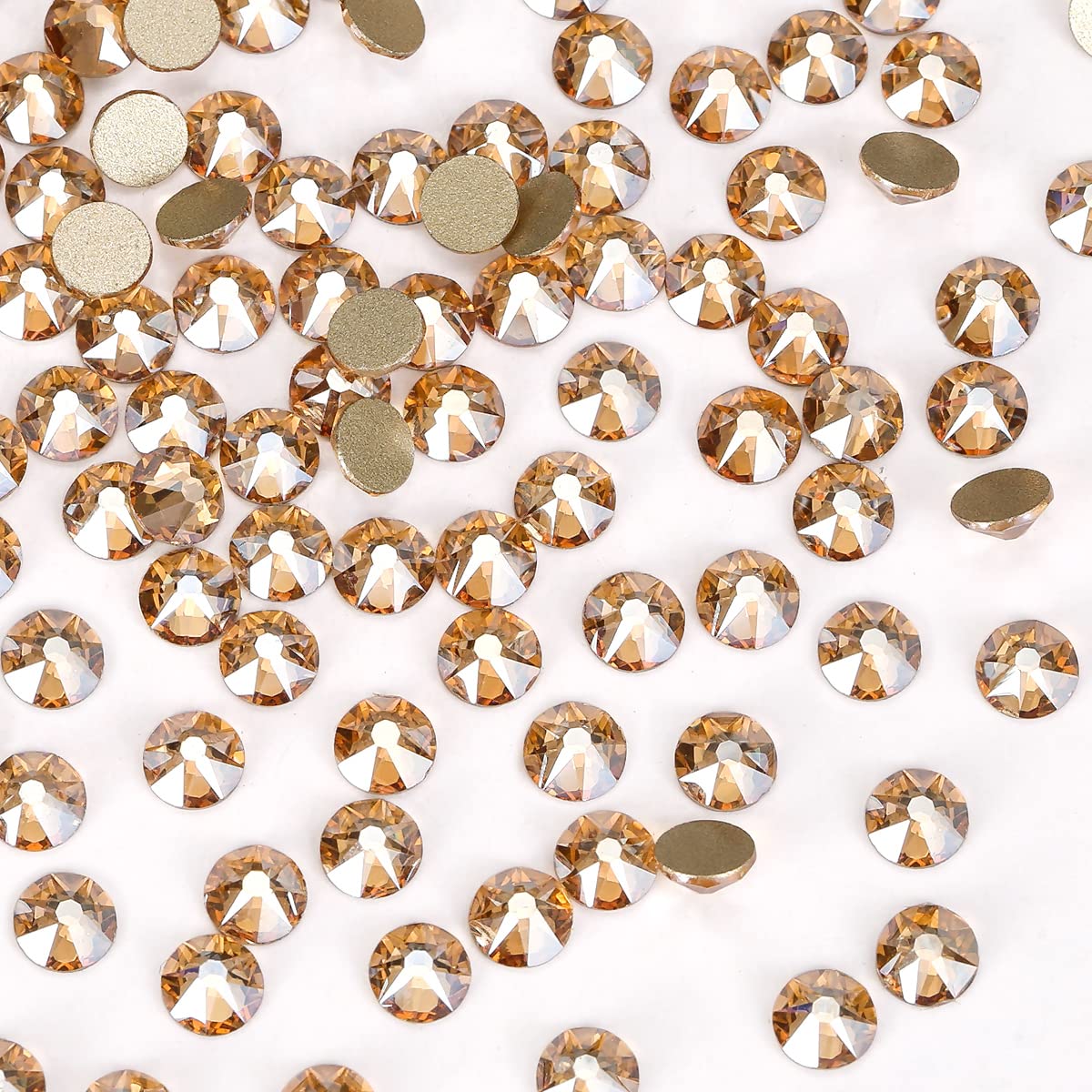 Novani Golden Shadow Rhinestones 1440pcs Flat Back Round Rhinestone Style 2088 Sparkly Crystal Gemstones for Nail Art and Crafting SS6,1.9-2.0mm