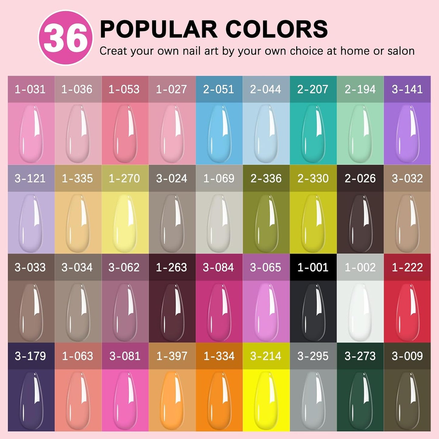 LKEE Gel Nail Polish Kit with U V Light 108W, 65 Pcs Gel Nail Polish Set All Season Gels Nail Kit Essential Manicure Tools for DIY Nails Art Gifts for Women (36KIT-color 2)