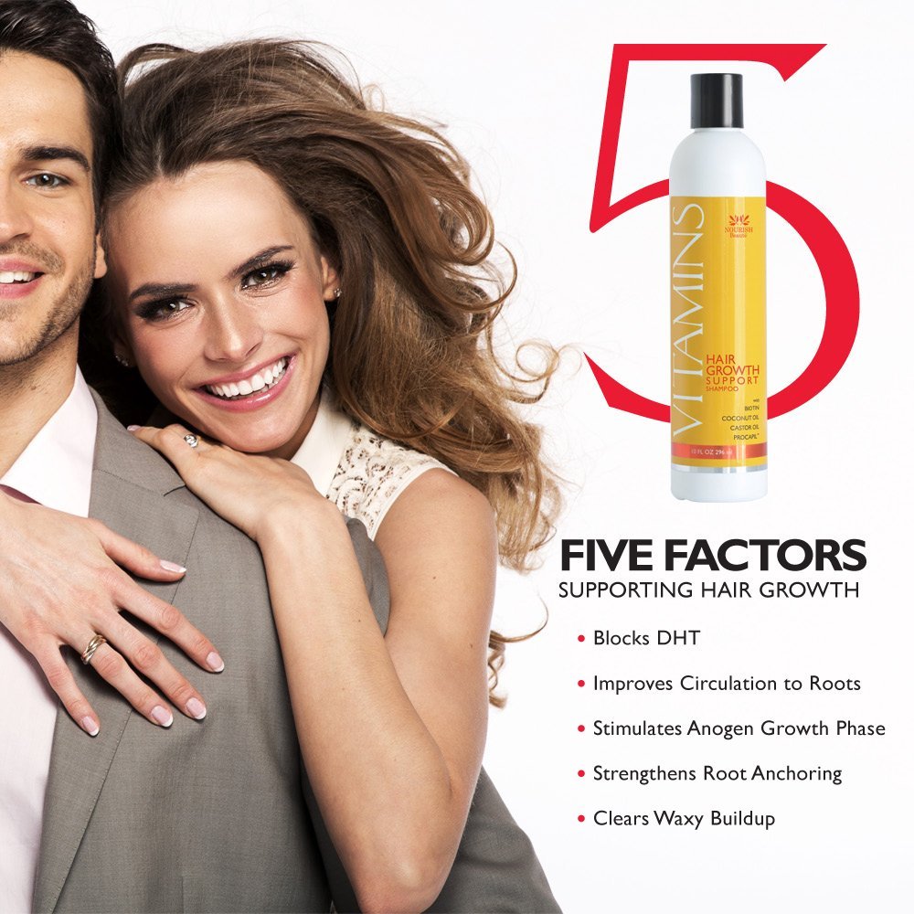 Nourish Beaute Vitamins Shampoo and Conditioner for Hair Loss that Promotes Hair Regrowth, For Men and Women, 4 Pack, 10 Ounces, Each