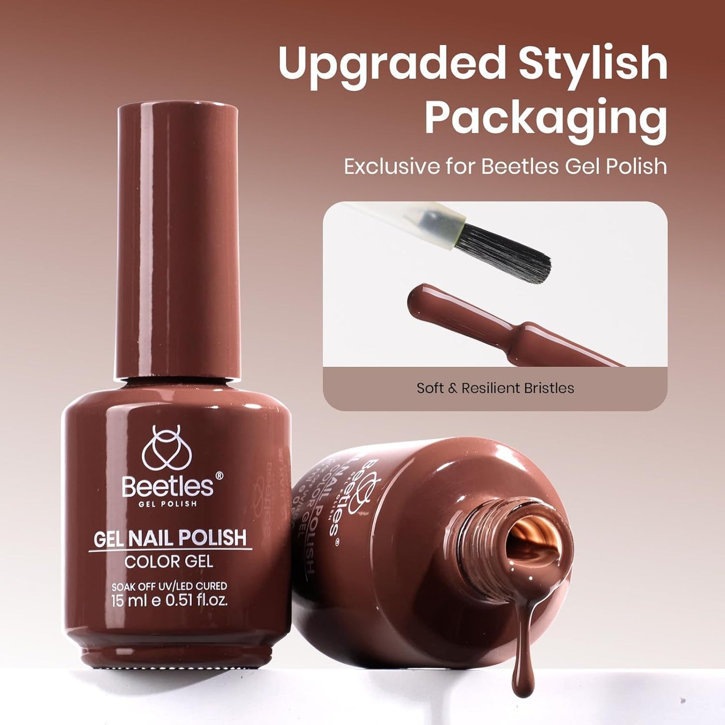 beetles Brown Gel Polish - Cocoa Luxe Brown Color Gel Polish, 15ML Soak Off Nail Art Manicure Salon DIY Uv Lamp Nail Design Decoration at Home