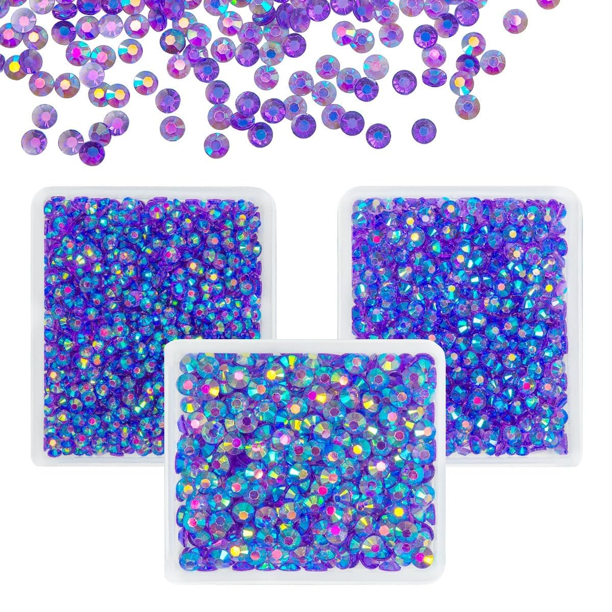 Transparent Clear Dark Purple AB Resin Rhinestones for Crafting 3mm 4mm 5mm Flatback Jelly Stones Gems Diamonds Charms for Nails Face Eyes Makeup Tumblers Bottles Mugs DIY Crafts Clothes Shoes