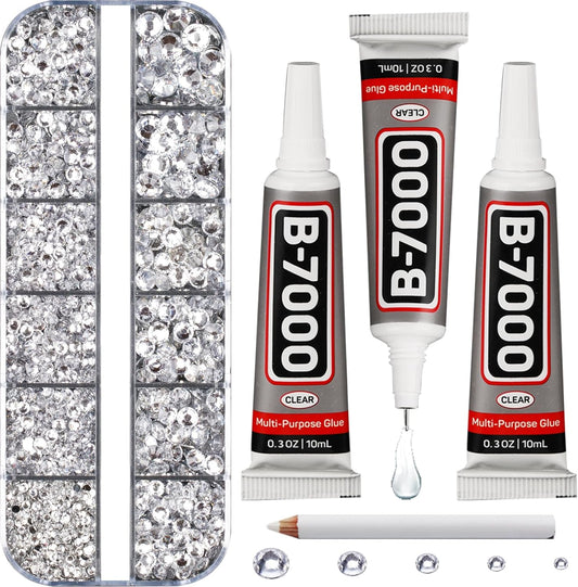 Resin Rhinestones for Crafting Bedazzling with b7000 Glue, 6000Pcs Silver Clear Flatback Gems Crystal for Crafts Clothing Clothes Shoes Nails Makeup, Flat Back Jewels Diamonds Rinestones Set Mix Sizes