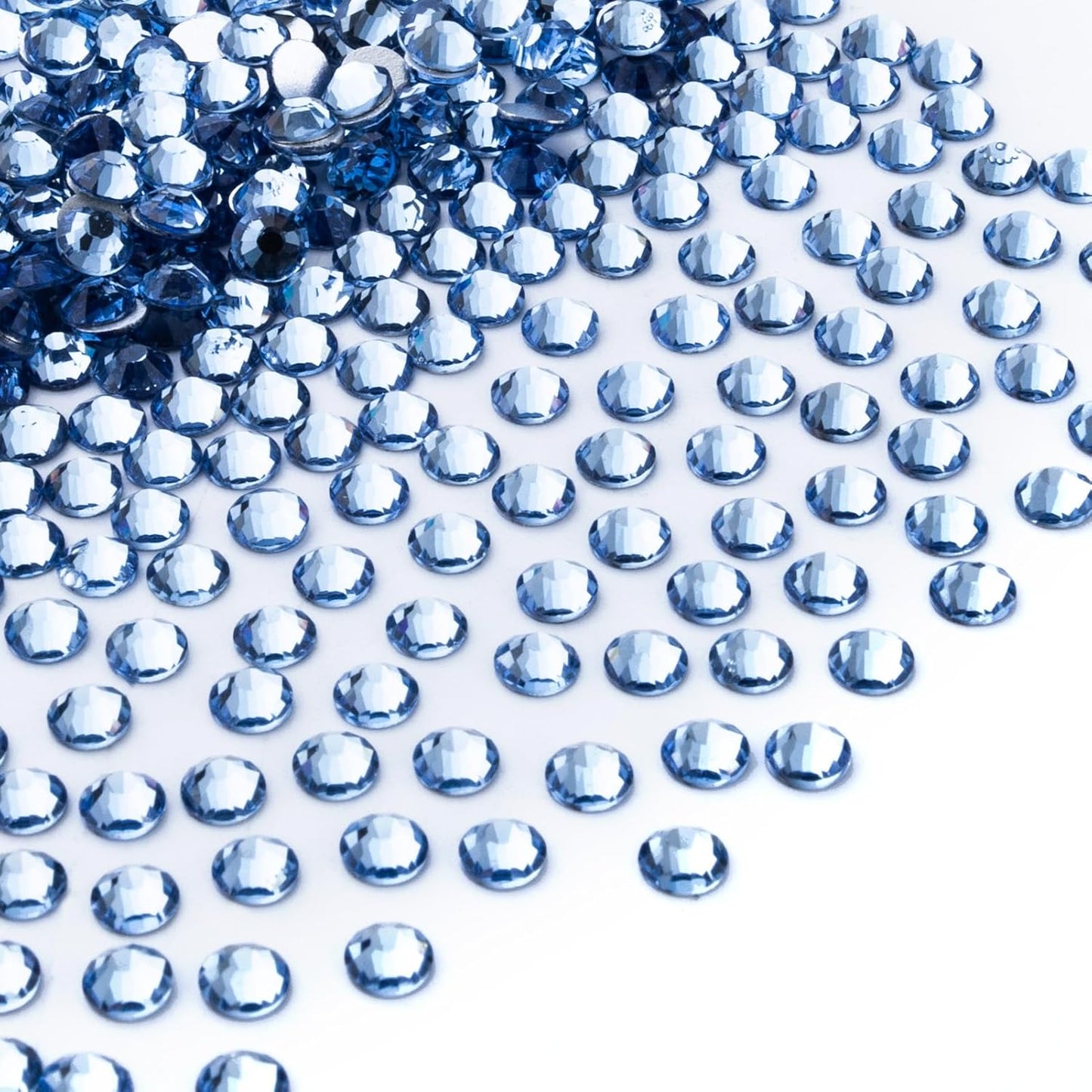 288Pcs Light Blue Crystal Rhinestones,Glass Flatback Rhinestones Gemstones for Nail Face Makeup Art Crafts Clothes Decoration - (SS30,6.5mm,Light Blue)