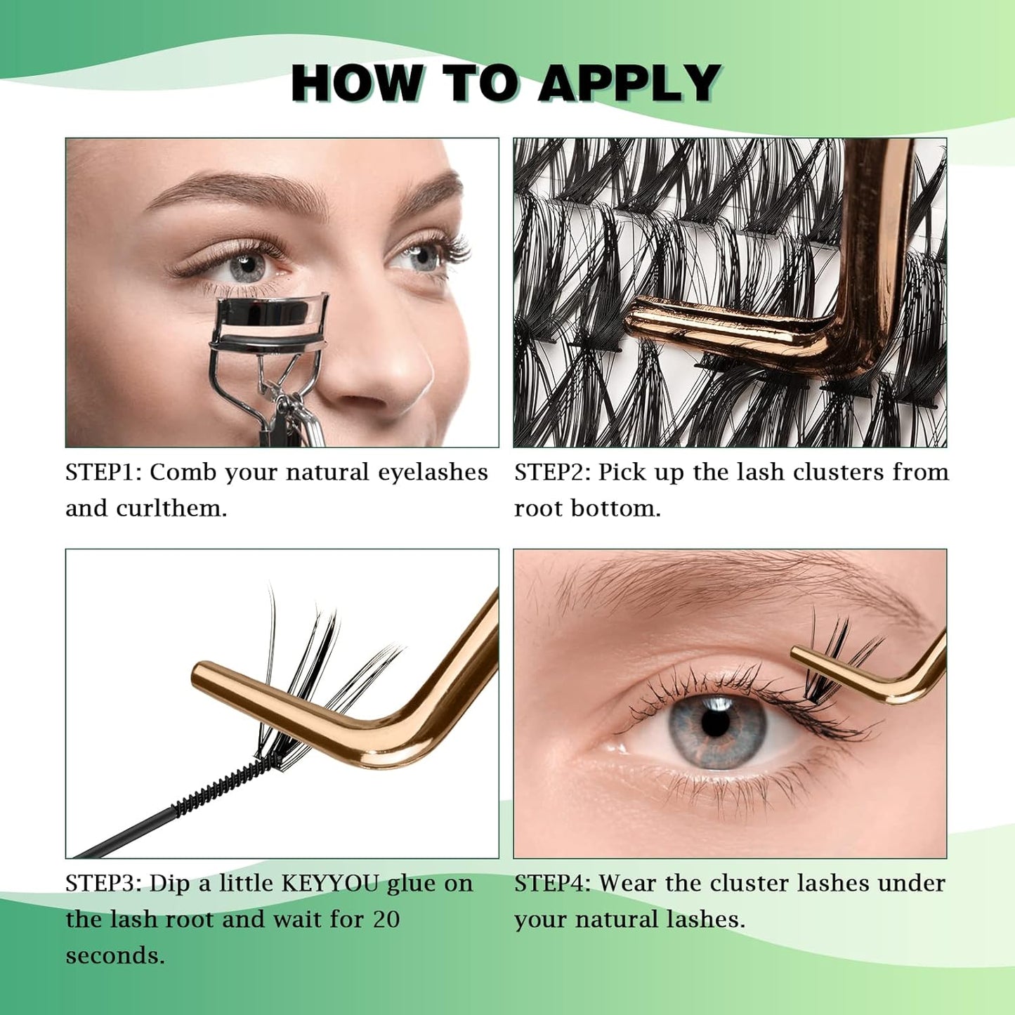 Lash Clusters 300pcs Individual Lashes 50D 0.07D Curl 9-18MIX DIY Eyelash Extension KEYYOU Large Tray Volume Soft&Natural Cluster Lashes(50D-0.07D,9-18MIX）