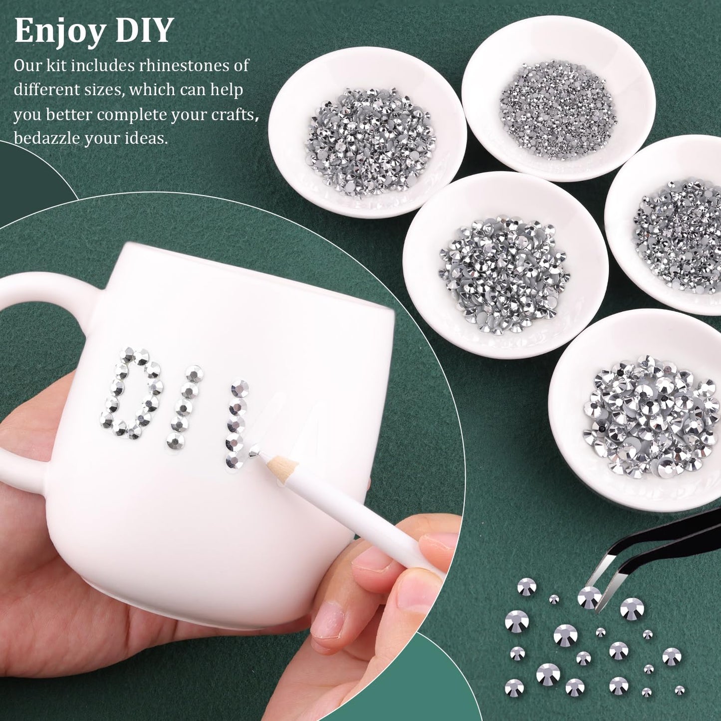 Resin Rhinestones for Crafting with B7000 Jewelry Glue, 2 Boxes Sliver Flatback Crystals with 3Pcs 10ml Glue for Bedazzling Crafts DIY Nail Art Makeup，Non Hotfix Gems for Clothing Shoes