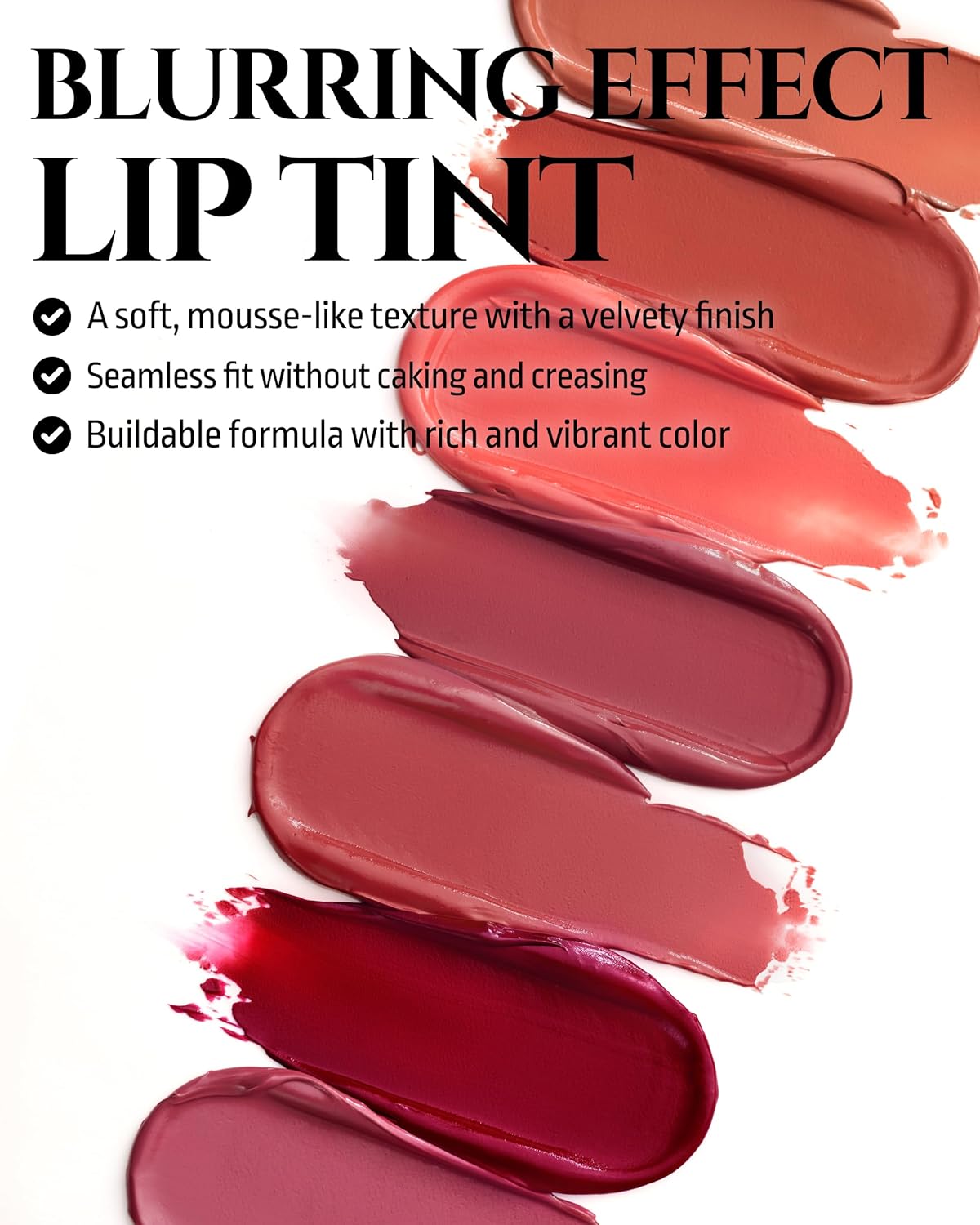 HEVVYMAKEUP Blurring Effect Lip Tint - Airy Velvet Matte Lips - Vegan, Longwear, Vibrant, Buildable Creamy Soft Texture - Korean Lip Makeup, Sweet Rosy, 0.13 fl.oz.