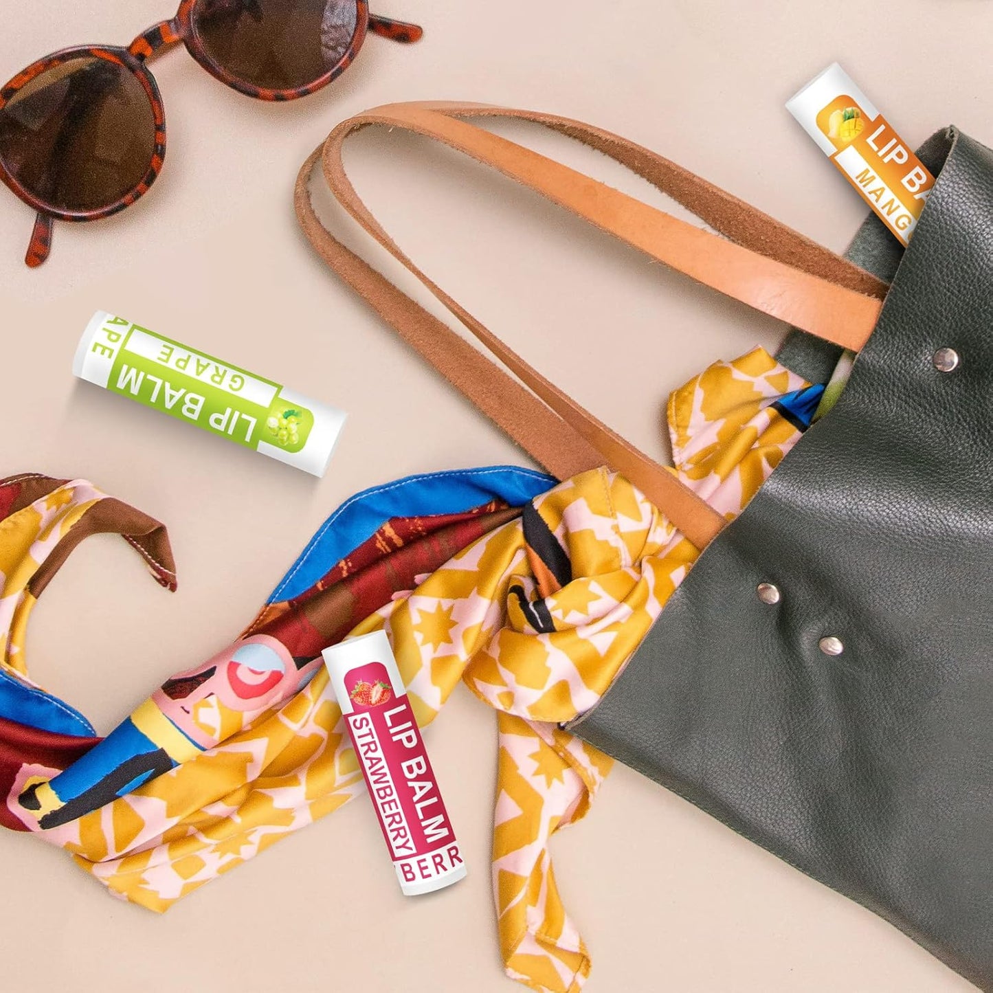 DMSKY Natural Lip Balm Bulk 24 Pack, Moisturizing Lip Balm with Vitamin E and Coconut Oil, Lip Care Product for Chapped Lips-12 Flavors