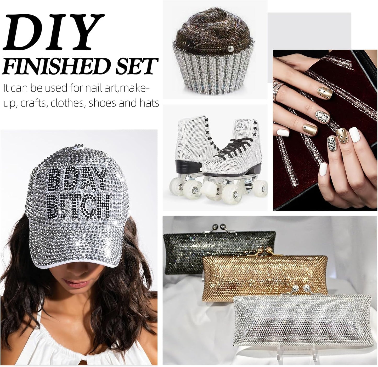 Silver Flatback Rhinestones, Glass Rhinestones for Nail Art and Craft, Glue Fix, Loose Crystal Gemstones(Silver, SS4, 1440pcs, 1.5-1.7mm)