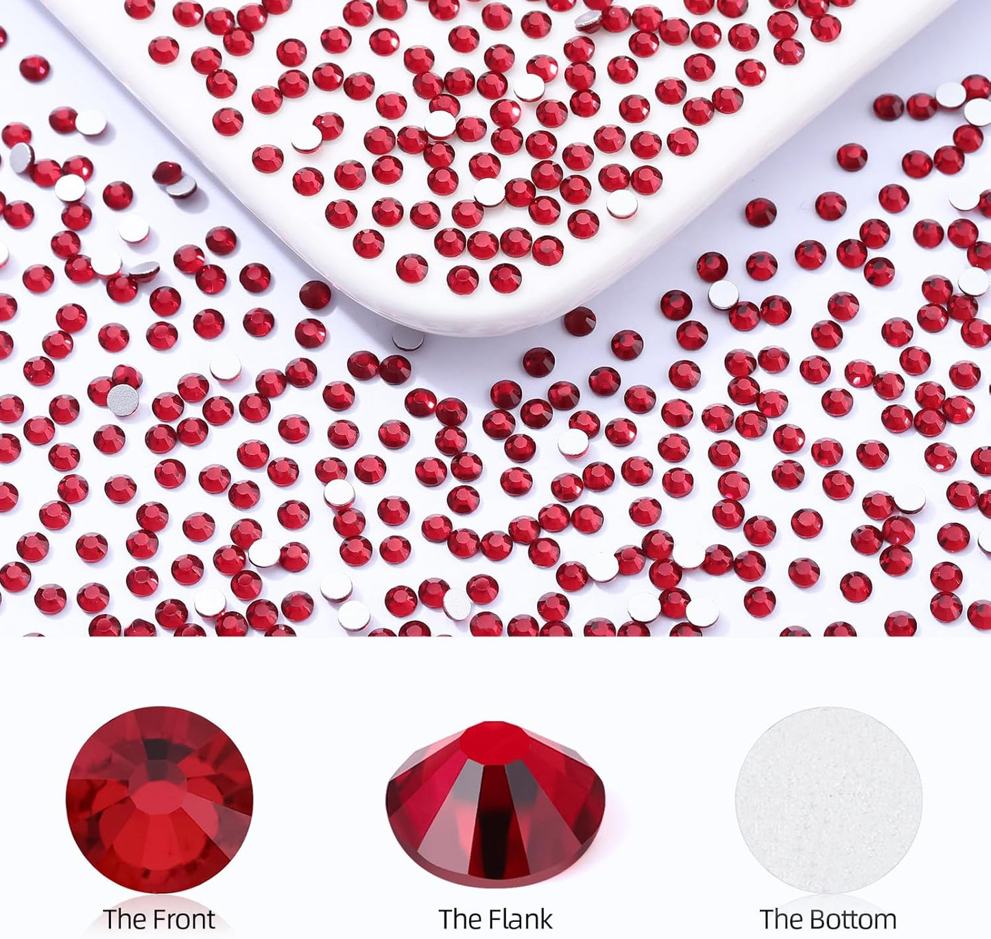 Siam Flatback Rhinestones, Glass Rhinestones for Nail Art and Craft, Glue Fix, Loose Crystal Gemstones(Siam, SS4, 2880pcs, 1.5-1.7mm)