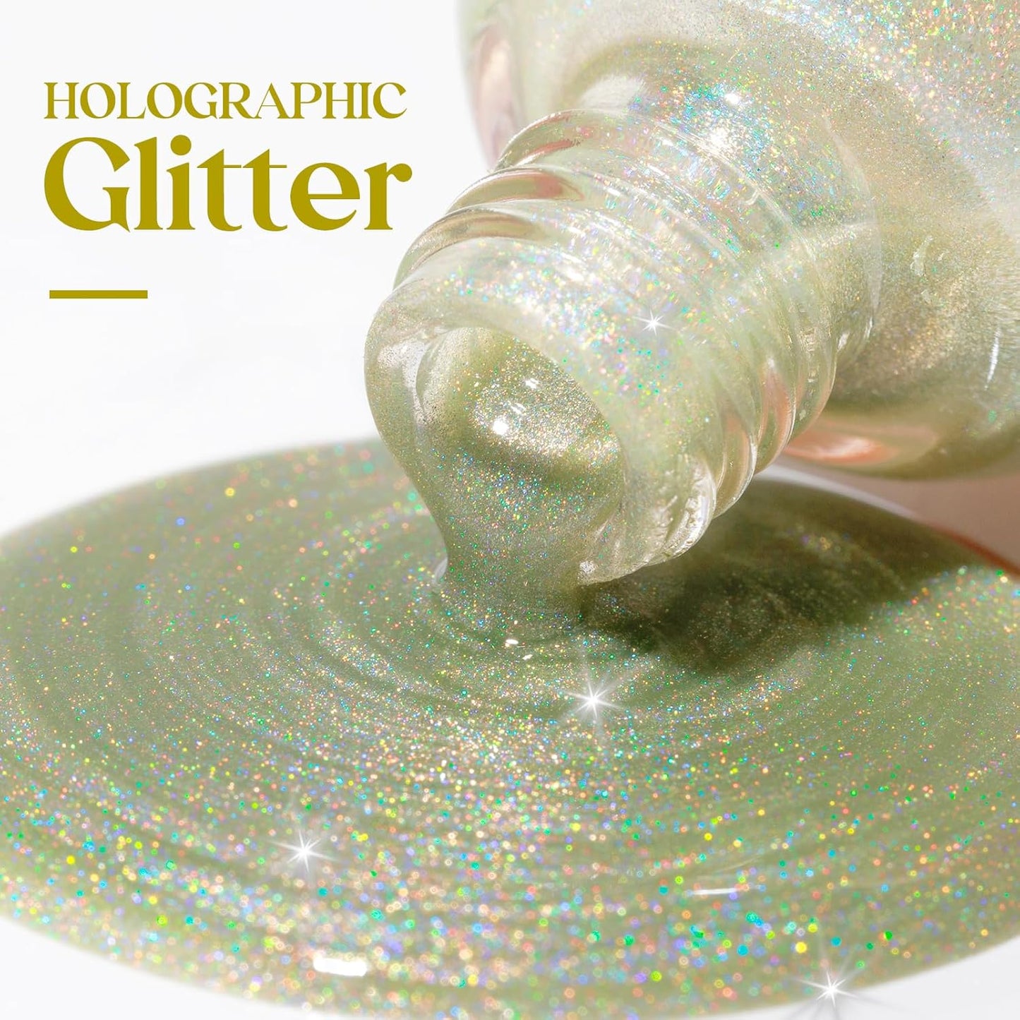 MIZHSE Holographic Nail Polish, Glitter Nail Polish Air Dry Fast, 15 ml High Glossy Shiny Nail Pigment Oil-based Laser Iridescent Chrome Nail Art Salon Manicure Home