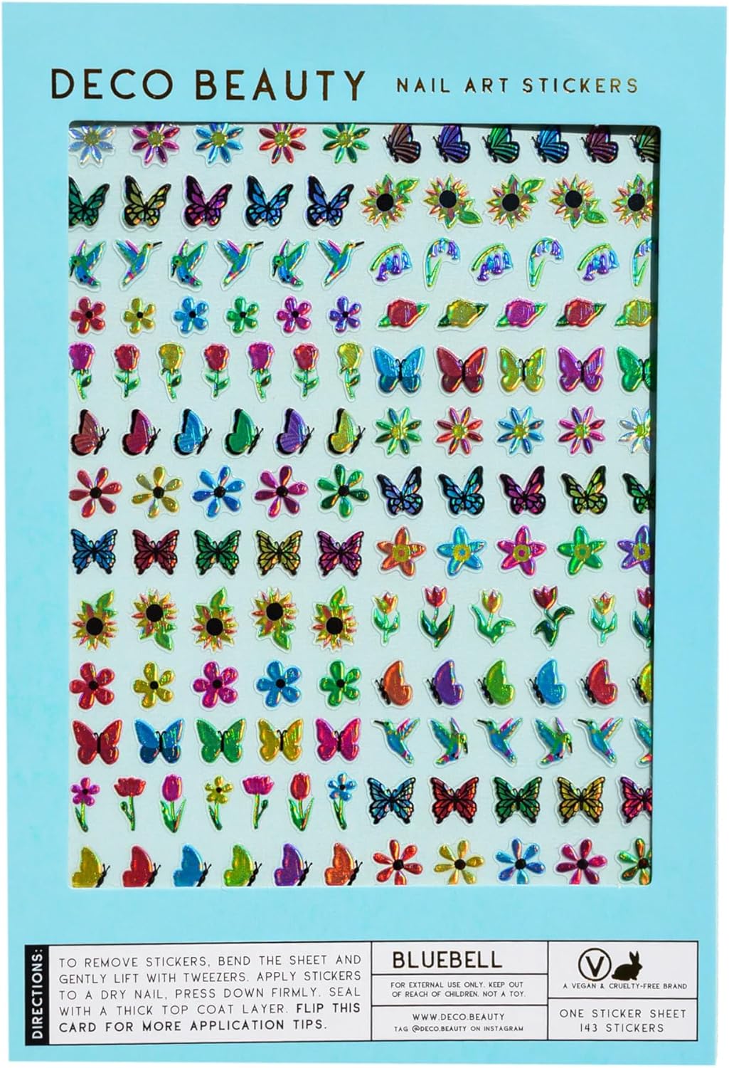 Bluebell Nail Stickers - Lightweight & Easy-to-Apply Nail Art with Trendy Designs - Durable & Long-Lasting Nail Stickers for Women, Ideal for DIY Manicures & Salon-Quality Nails