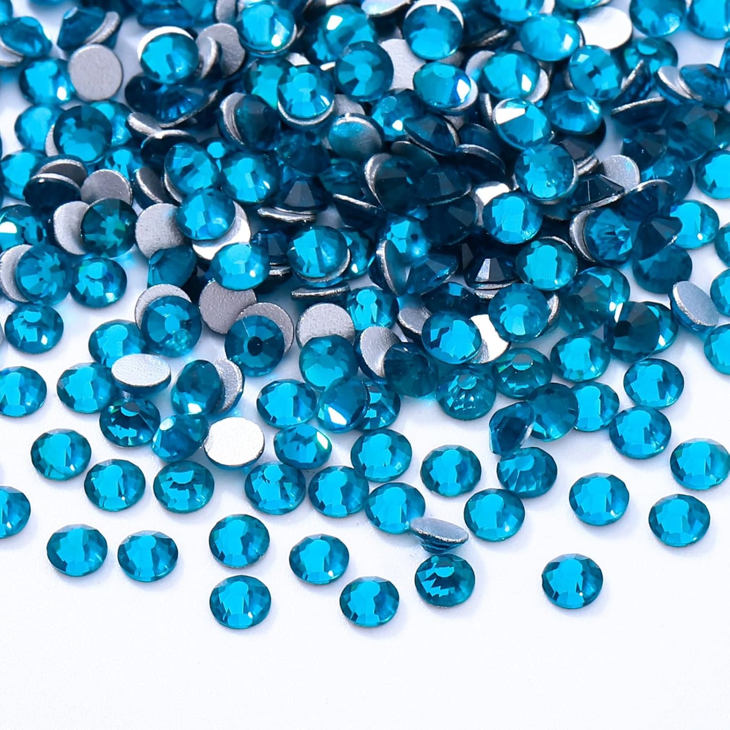 Malachite Blue Flatback Rhinestones, Glass Rhinestones for Nail Art and Craft, Glue Fix, Loose Crystal Gemstones(Malachite Blue, SS6, 2880pcs, 1.9-2.0mm)