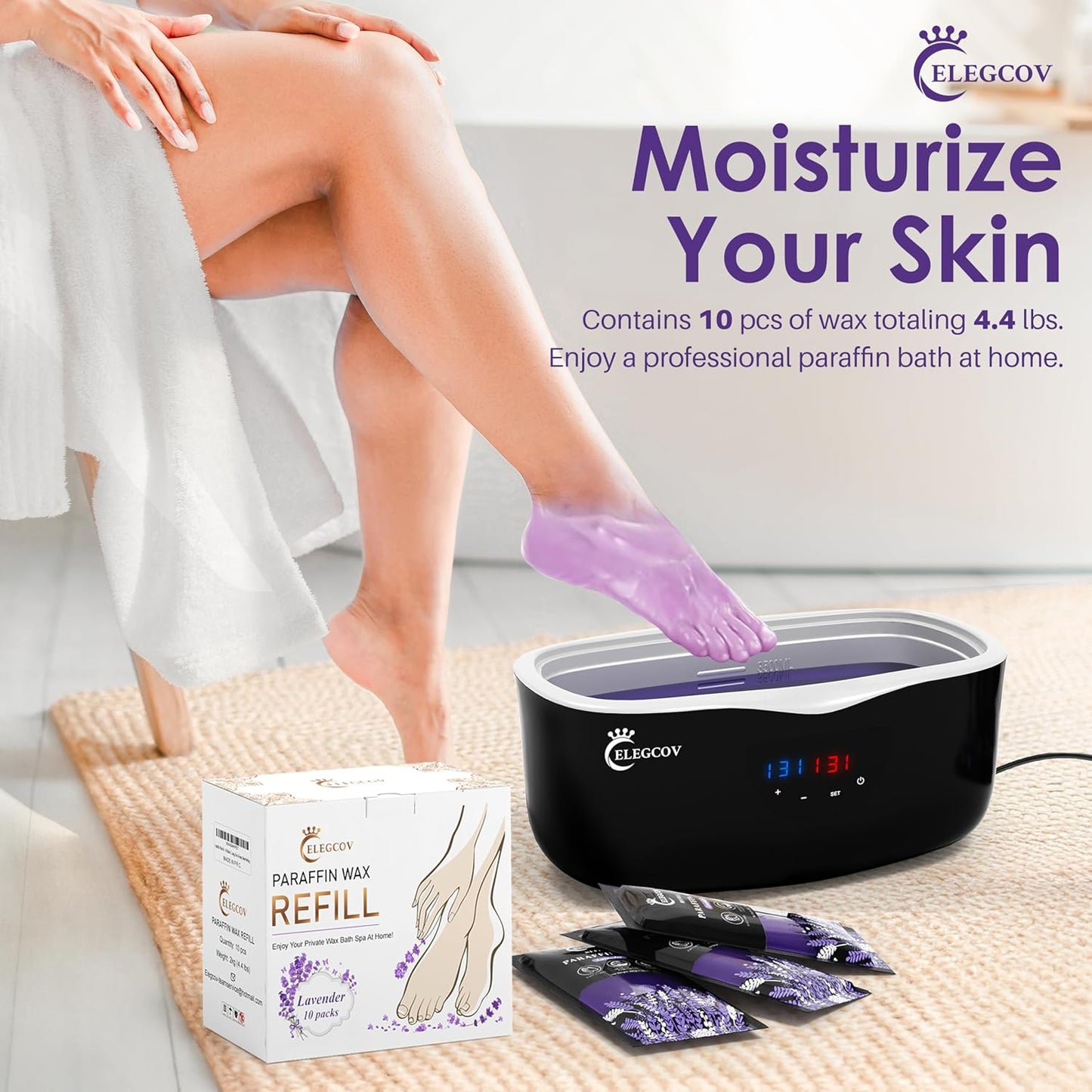 Paraffin Wax Refills-10 Pack Lavender Scented Paraffin Wax for Hand and Feet, Parrafin Wax Bath Blocks for Wax Machine, Relieves Muscle Fatigue, Deeply Hydrates, Moisturizes and Nourishes