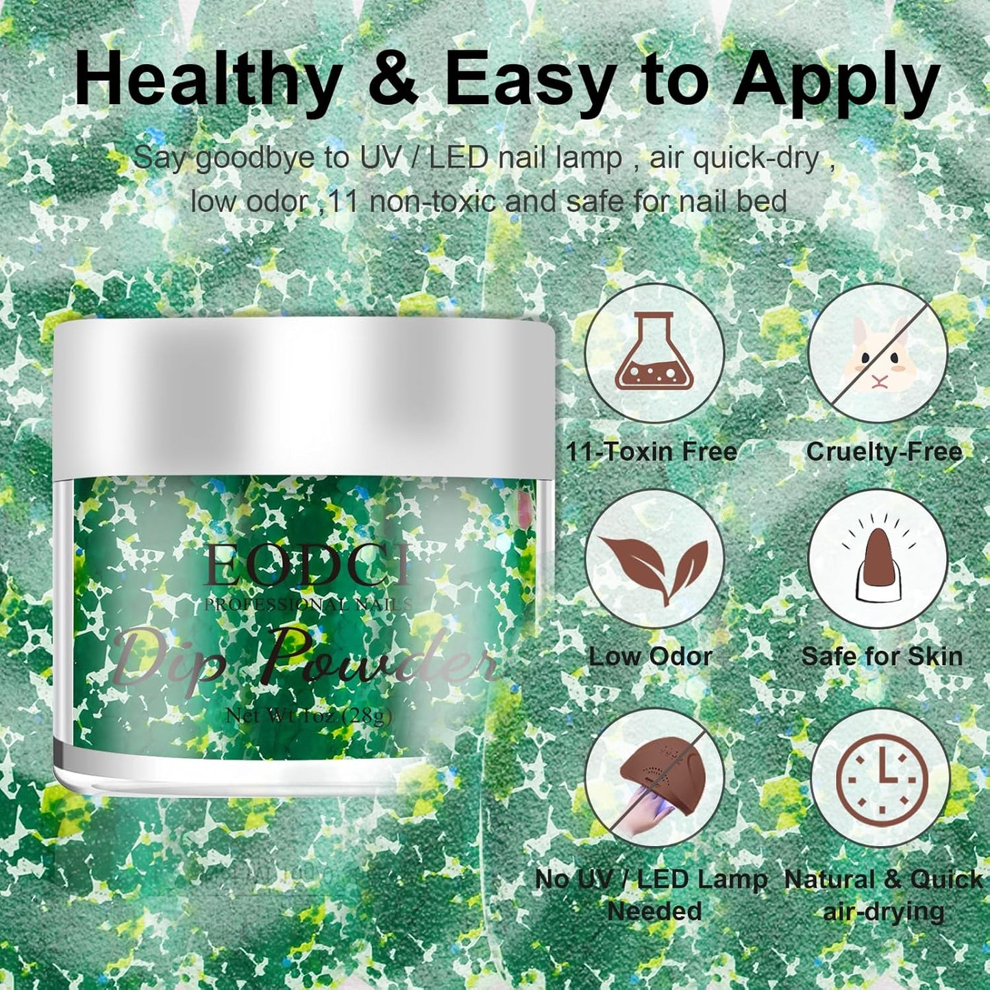 Dopamine Glitter Green Dip Powder Nail Color, Pro Dipping Powder System for Nail Art DIY at Home/Salon,1oz/28g Christmas