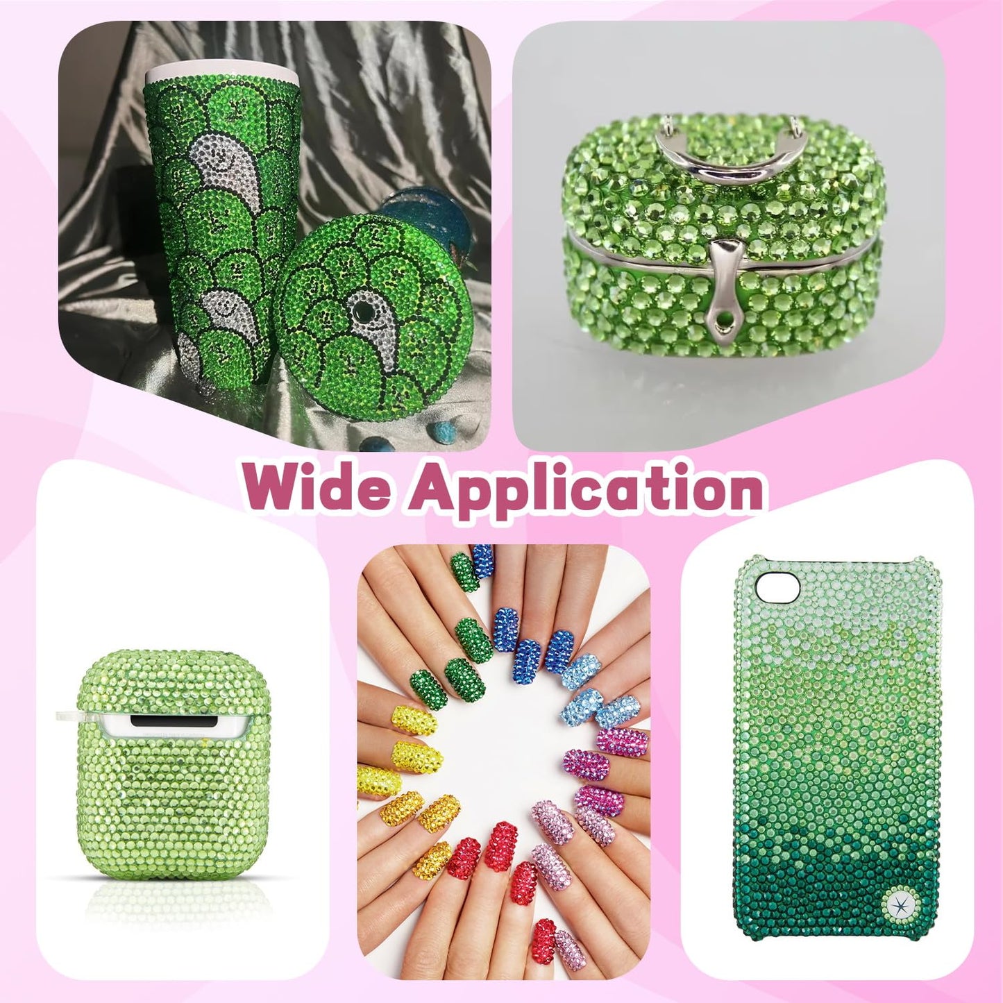 20000Pcs Green Rhinestones for Bedazzling with 3Pcs B7000 Jewelry Glue, Resin Rhinestones for Crafting Crafts，Bedazzler Kit Flatback Gems for Clothing Shoes Tumblers Nail Art