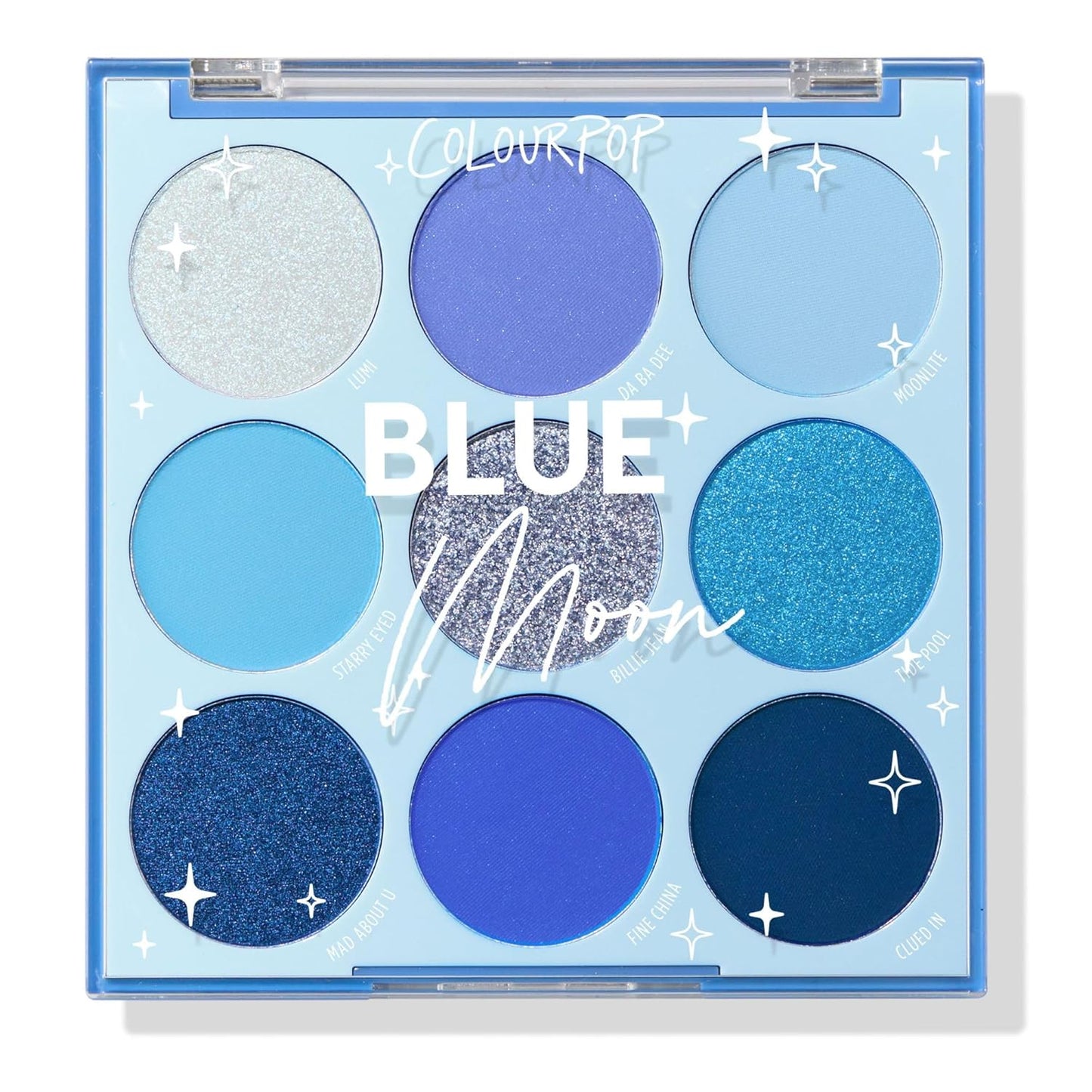 ColourPop Blue Moon Eyeshadow Palette - Monochromatic Blue Shadow Palette with Matte, Metallic and Duochrome Finishes - High-Pigment Eye Makeup with a Long-Wearing Formula (0.3 oz)