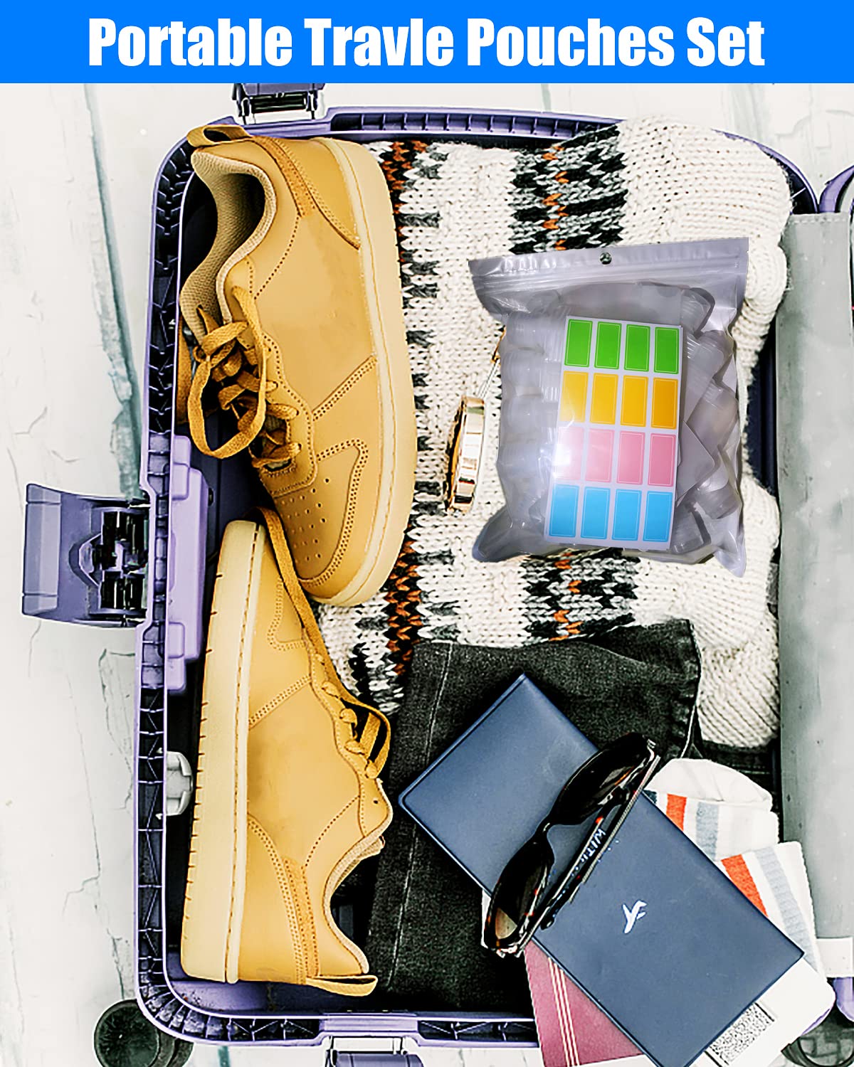 17 Pack Travel Pouches for Toiletries,TSA Approved,Travel Size Portable Containers,Stand Up Pouch,Refillable Travel Accessories for Shampoo Conditioner Lotion Soap Liquids (B-17pcs)