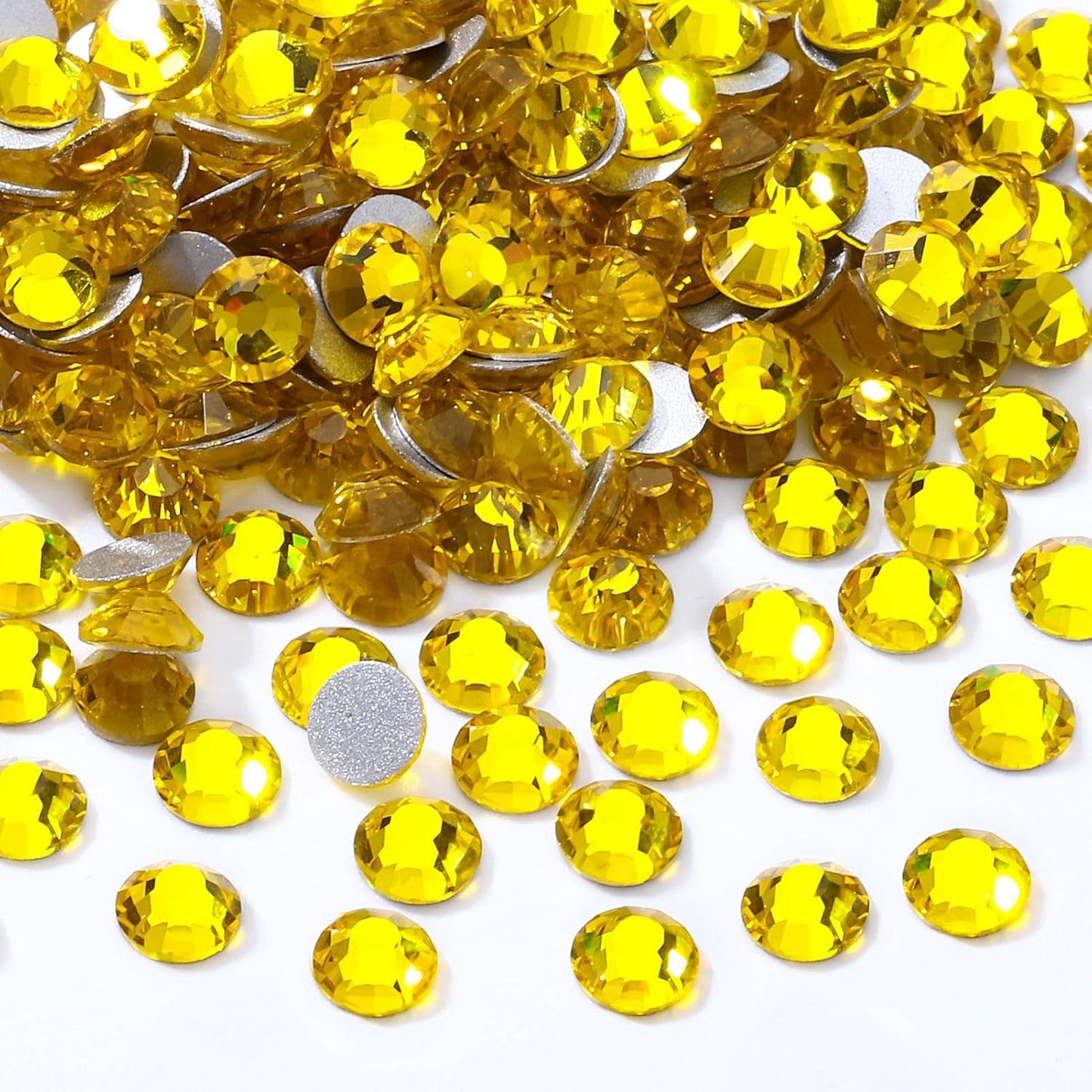 Yellow Flatback Rhinestones, Glass Rhinestones for Nail Art and Craft, Glue Fix, Loose Crystal Gemstones(Yellow, SS20, 2880pcs, 4.6-4.8mm)
