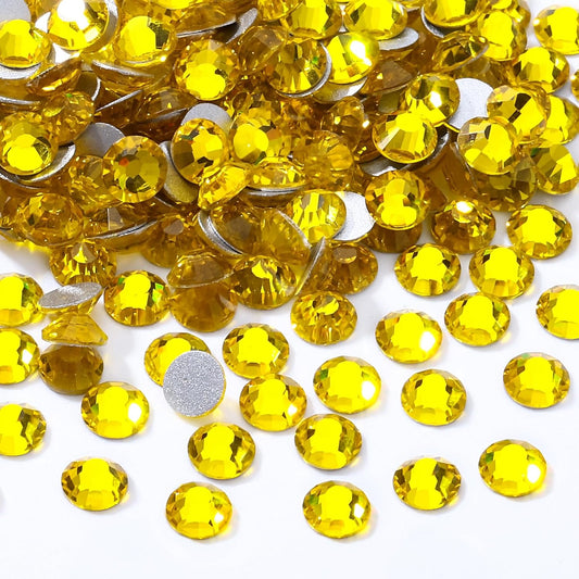 Yellow Flatback Rhinestones, Glass Rhinestones for Nail Art and Craft, Glue Fix, Loose Crystal Gemstones(Yellow, SS20, 2880pcs, 4.6-4.8mm)