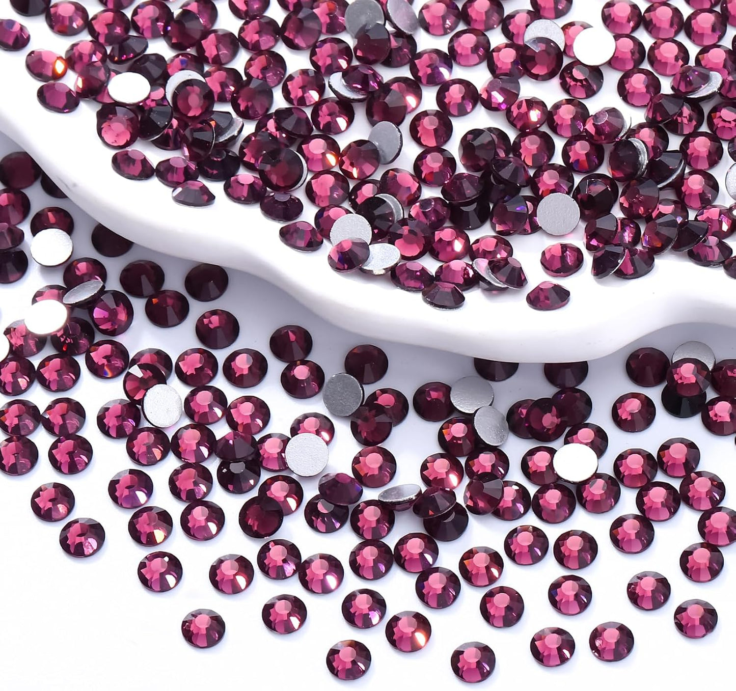 Purple Flatback Rhinestones, Glass Rhinestones for Nail Art and Craft, Glue Fix, Loose Crystal Gemstones(Purple, SS12, 1440pcs, 2.9-3.0mm)