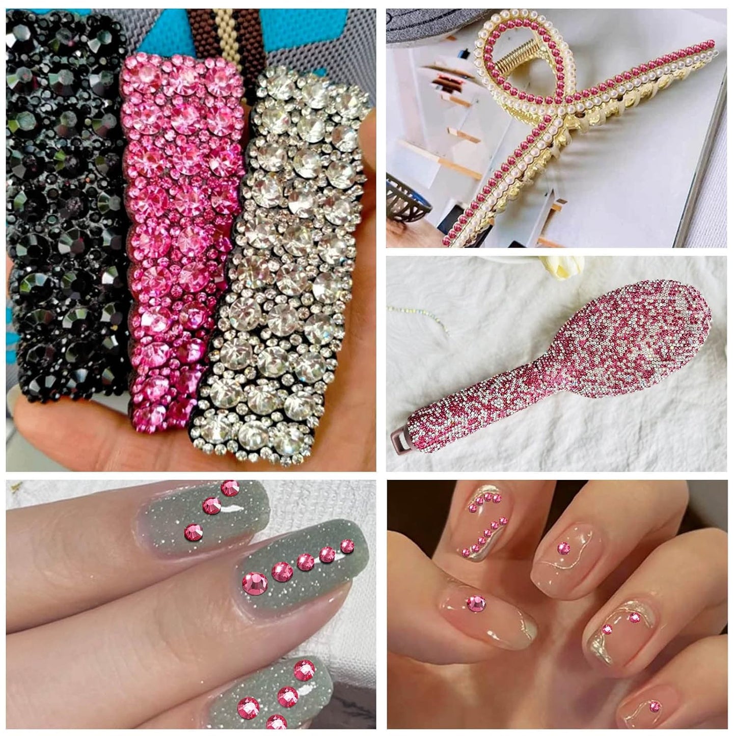 Beadsland 144pcs Flat Back Crystal Rhinestones Round Gems for Nail Art and Craft Glue Fix, Rose, SS40, 8.4-8.7mm