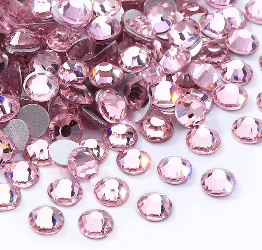 Pink Flatback Rhinestones, Glass Rhinestones for Nail Art and Craft, Glue Fix, Loose Crystal Gemstones(Pink, SS16, 1440pcs, 3.8-4.0mm)