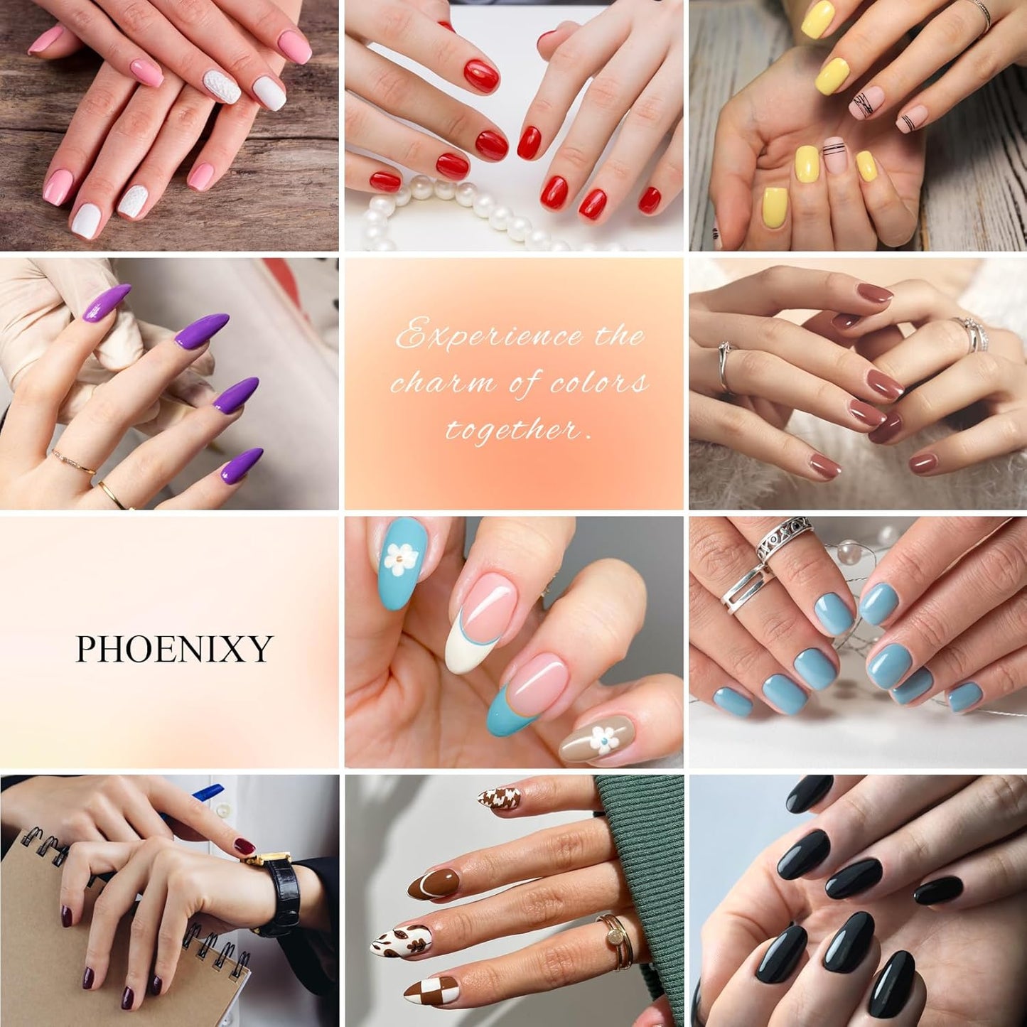 PHOENIXY Gel Nail Polish Kit with U V Light 48W, 66 Pcs 135 Effect Gel Nail Polish Set Base Glitter Top Coat Manicure Tools Gifts for Women