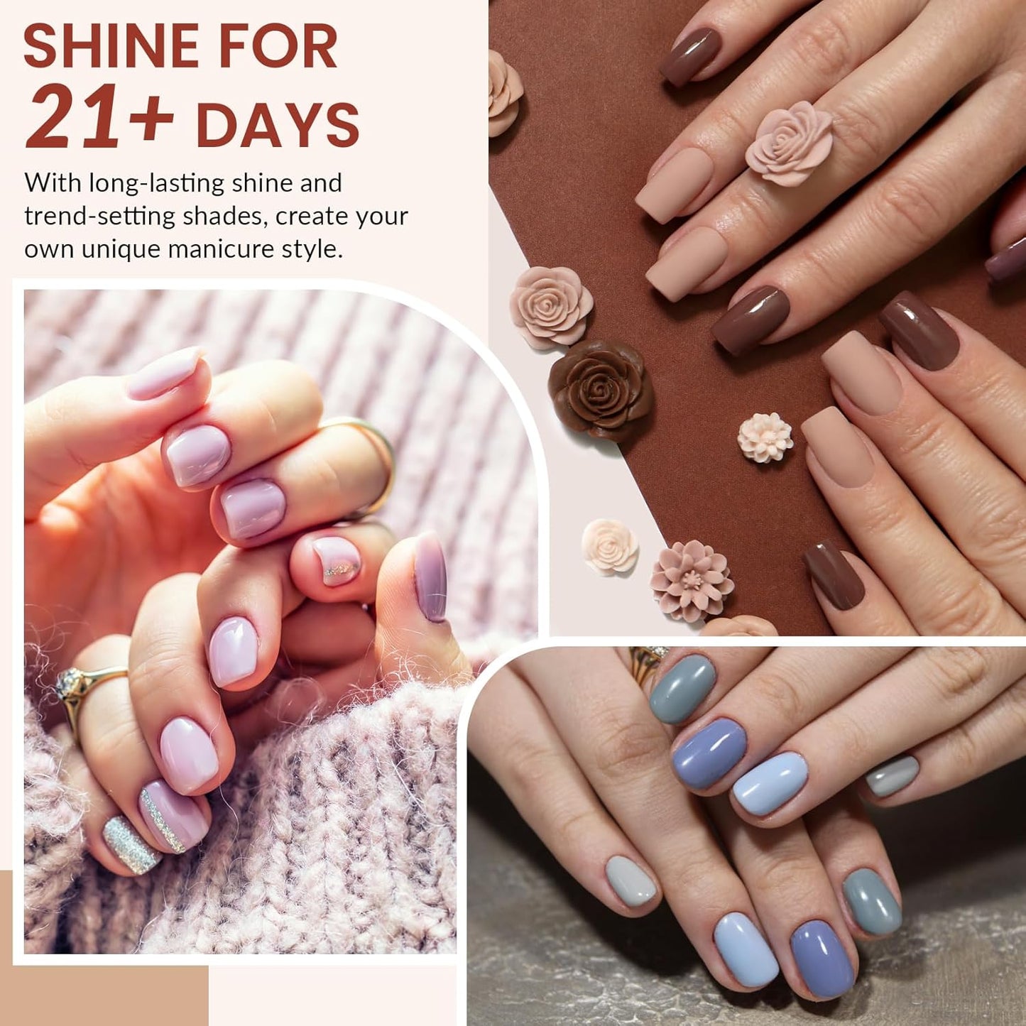 VANREESA 24 Colors Gel Nail Polish Kit with U V Light 42 Pcs Gel Polish Nail Kit Glossy & Matte Top Coat Complete Nail Kit with Manicure Tools Gifts for Women