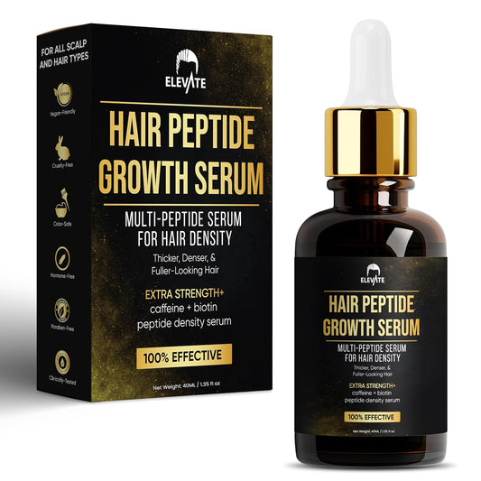 Elevate Multi-Peptide Hair Growth Serum Caffeine + Biotin Peptide Density for Fuller Thicker Visibly Longer Natural Hair Regrowth – Vegan Safe & Gentle Scalp Serum Formula Treatment for Thinning Loss