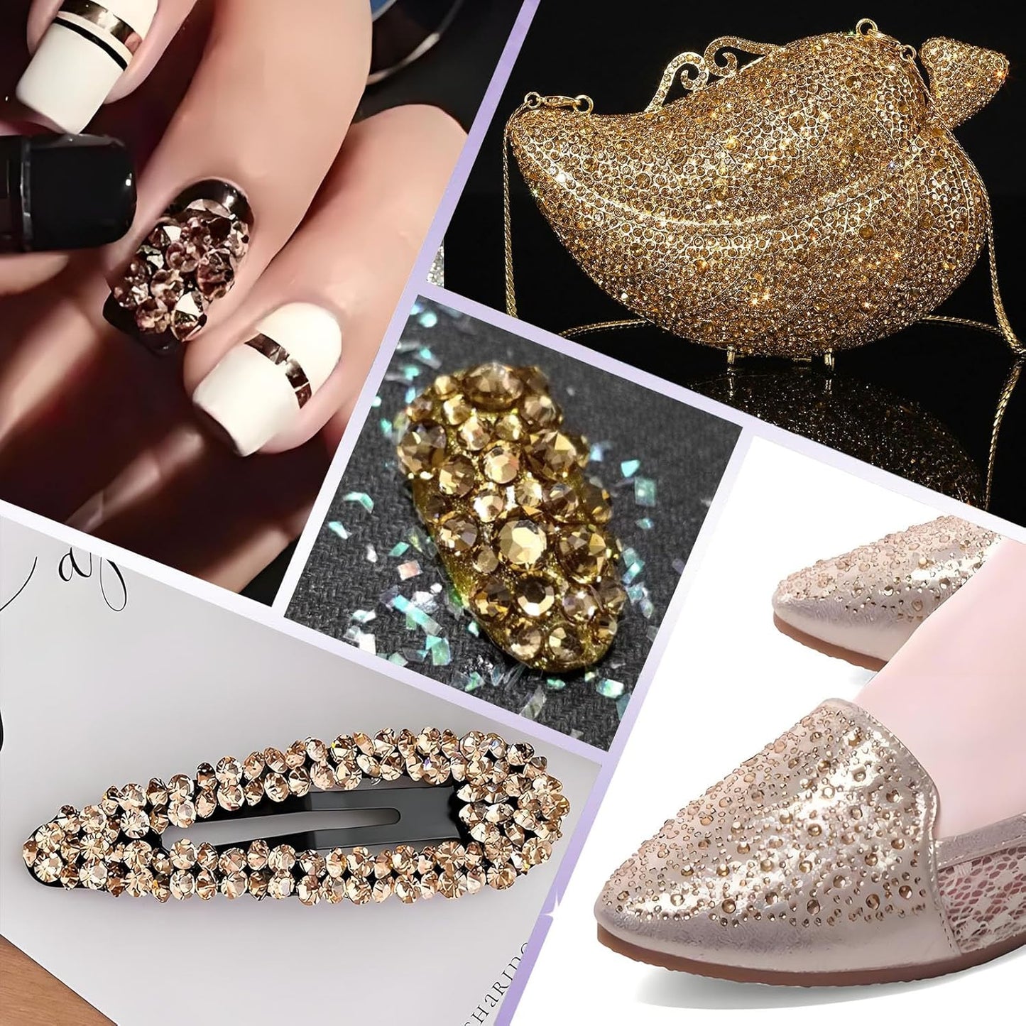 2000 PCS SS16 Flatback Rhinestones,12-Facet Diamond-Cut Glass Gems for Nail Art,Clothing,DIY Crafts,Glue-On Decoration Stones with Silver Backing,Golden Shadow