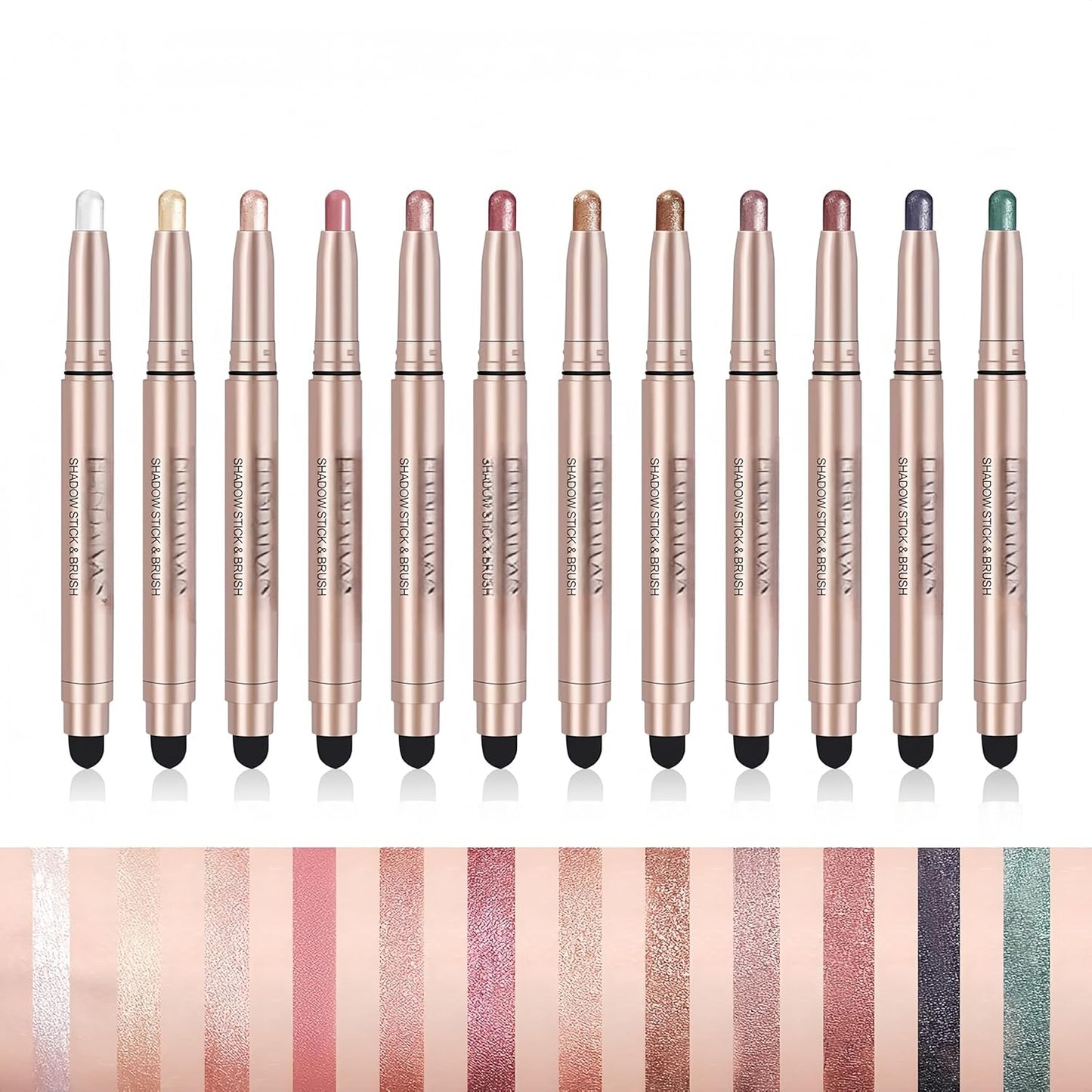 Eyeshadow Stick Set 12 PCS High Pigmented Cream Matte Eyeshadow Pen Waterproof Long Lasting Shimmer Eyeshadows Stick with Soft Brush