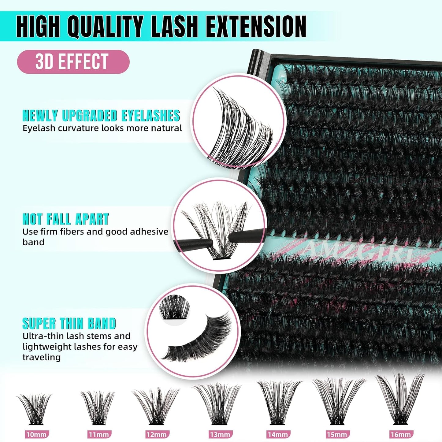 Lash Clusters 320Pcs 80D 100D Eyelashes Cluster D Curl Individual Wispy Lashes Cluster for DIY Cluster Eyelash Extensions at Home for Beginners (Mix10-16mm)