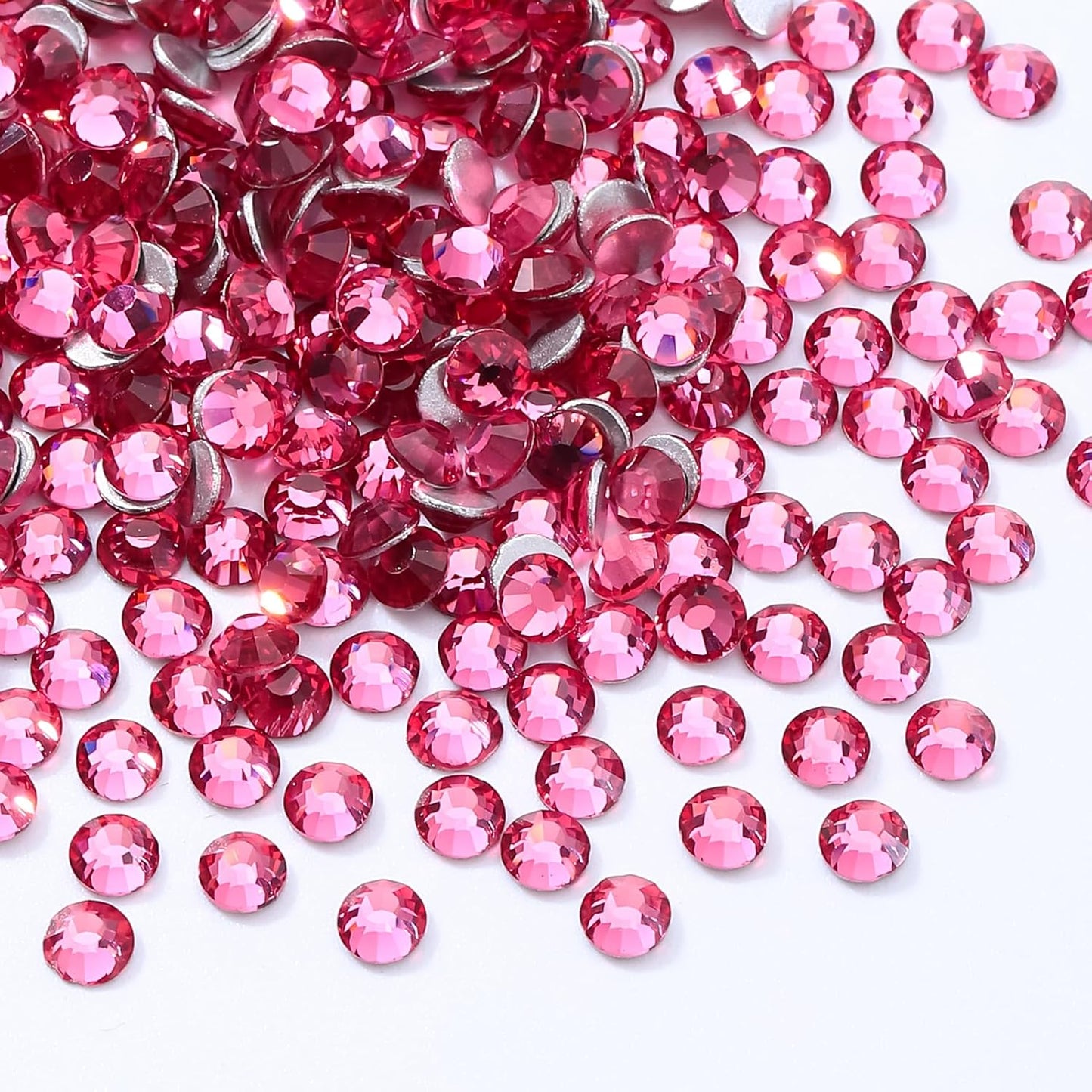 Rose Flatback Rhinestones, Glass Rhinestones for Nail Art and Craft, Glue Fix, Loose Crystal Gemstones(Rose, SS6, 1440pcs, 1.9-2.0mm)