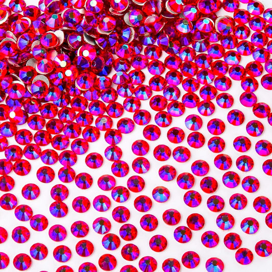 1440Pcs Red Ab Crystal Rhinestones,Glass Flatback Rhinestones Gemstones for Nail Face Makeup Art Crafts Clothes Decoration -(SS16,4.0mm,Red Ab)