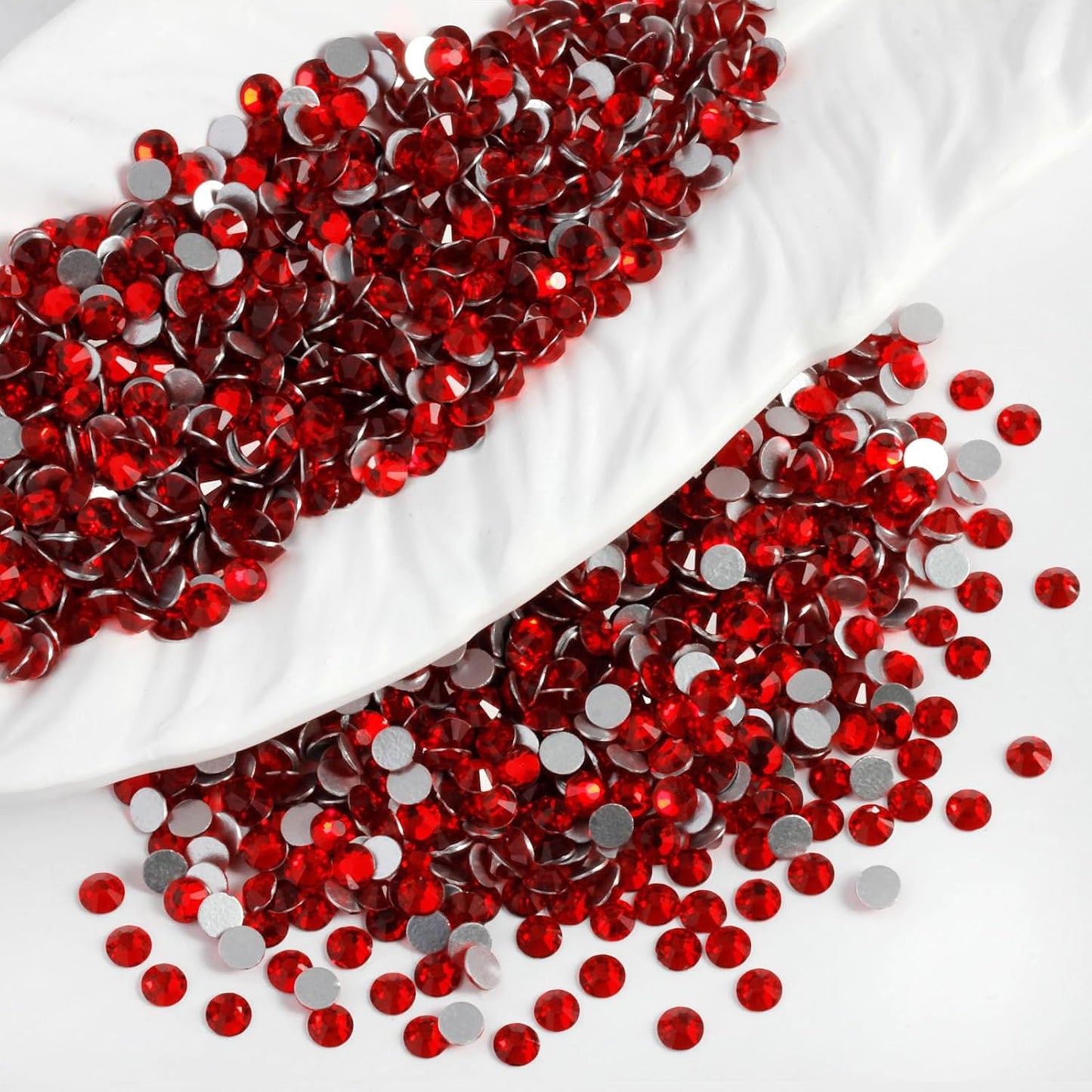 3000PCS SS10 Flatback Rhinestones | 12-Facet Diamond-Cut Glass Gems for Nail Art, Clothing, DIY Crafts |Glue-On Decoration Stones with Silver Backing(Siam)