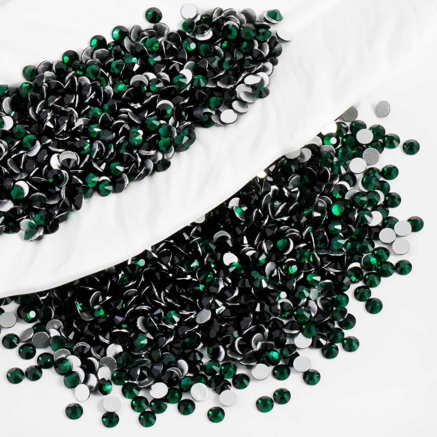 3000PCS SS10 Flatback Rhinestones | 12-Facet Diamond-Cut Glass Gems for Nail Art, Clothing, DIY Crafts |Glue-On Decoration Stones with Silver Backing(Emerald)