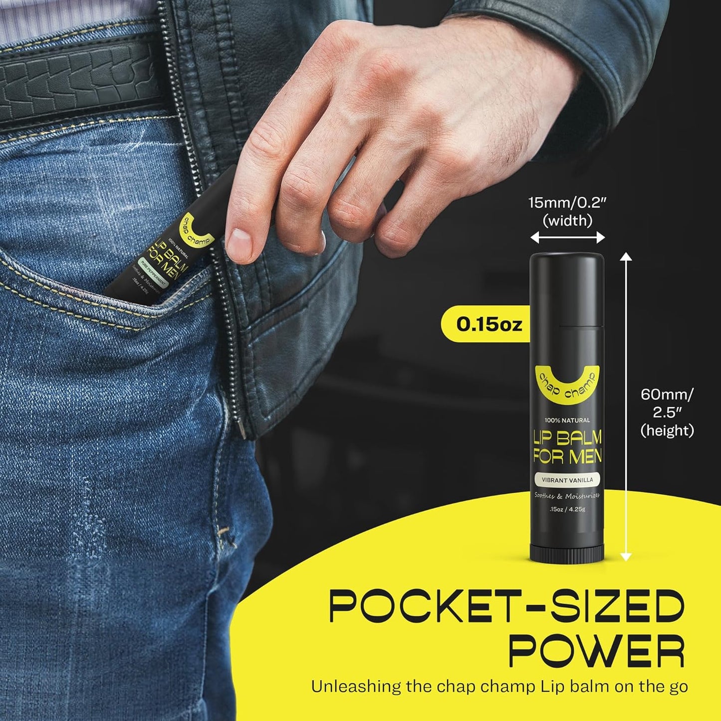 Lip Balm for Men - All Natural Mens Chapstick - Mens Lip Balm - Contains Vitamin E and Beeswax - Chapstick for Men - Peppermint, Coconut & Vanilla Lip Balm - Lip Balm Men (6 pack)