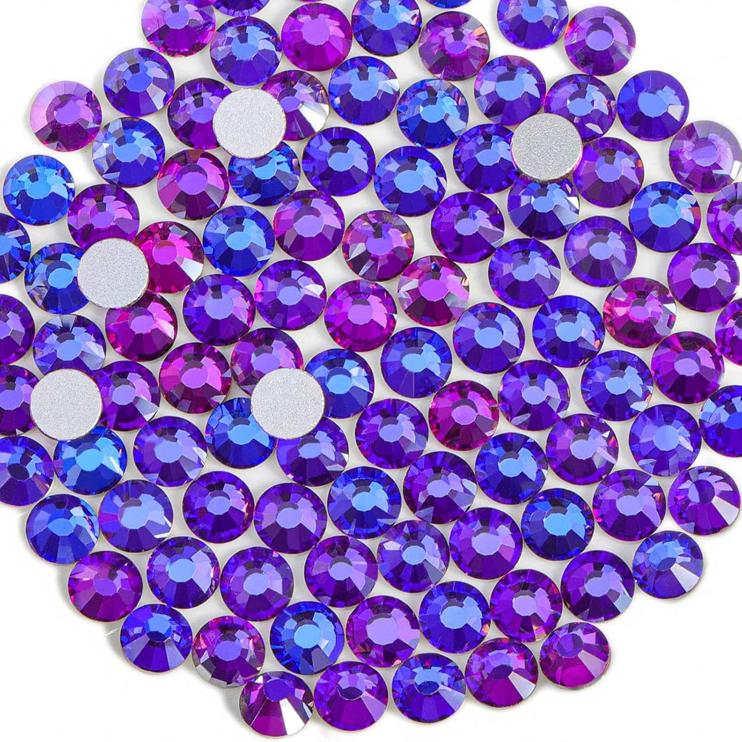 Beadsland 144 Pieces Flat Back Crystal Rhinestones Round Gems, Purple Velvet, SS40, 8.4-8.7mm