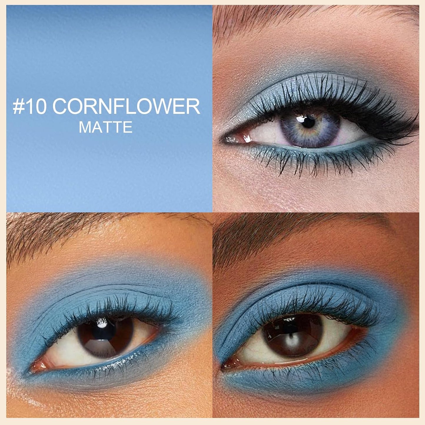 Erinde Waterproof Eyeshadow Stick, Cream Eye Shadow Stick, Long-Lasting, Crease-Proof, Cream to Powder Buildable & Blendable Eye Shadow Pencils Crayon, Vegan & Cruelty-Free, 10 Cornflower