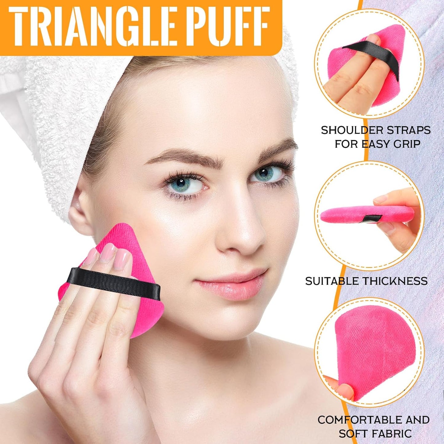 Meanplan 100 Pcs Powder Puff Face Soft Makeup Sponge Triangle Powder Puffs for Loose Velour Cosmetic Foundation Wet Dry Sponge Makeup Tools(Vivid Colors)