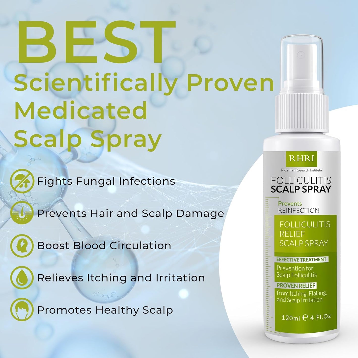 Folliculitis Scalp Spray | Dandruff Treatment for Dandruff, Psoriasis & Folliculitis | Antifungal & Anti Dandruff Itchy Scalp Treatment Formula Spray for Dry and Irritated Scalp