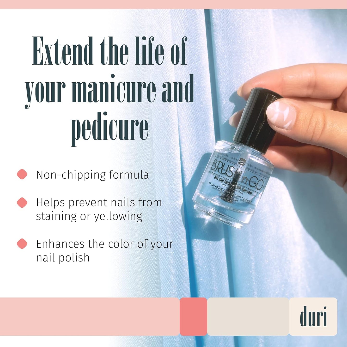 duri Brush’n Go Dry and Shine Speedy Top Coat and Drop'n Go Nail Polish Drying Drops - Fast Dry Top Coat Nail Polish Combo Pack