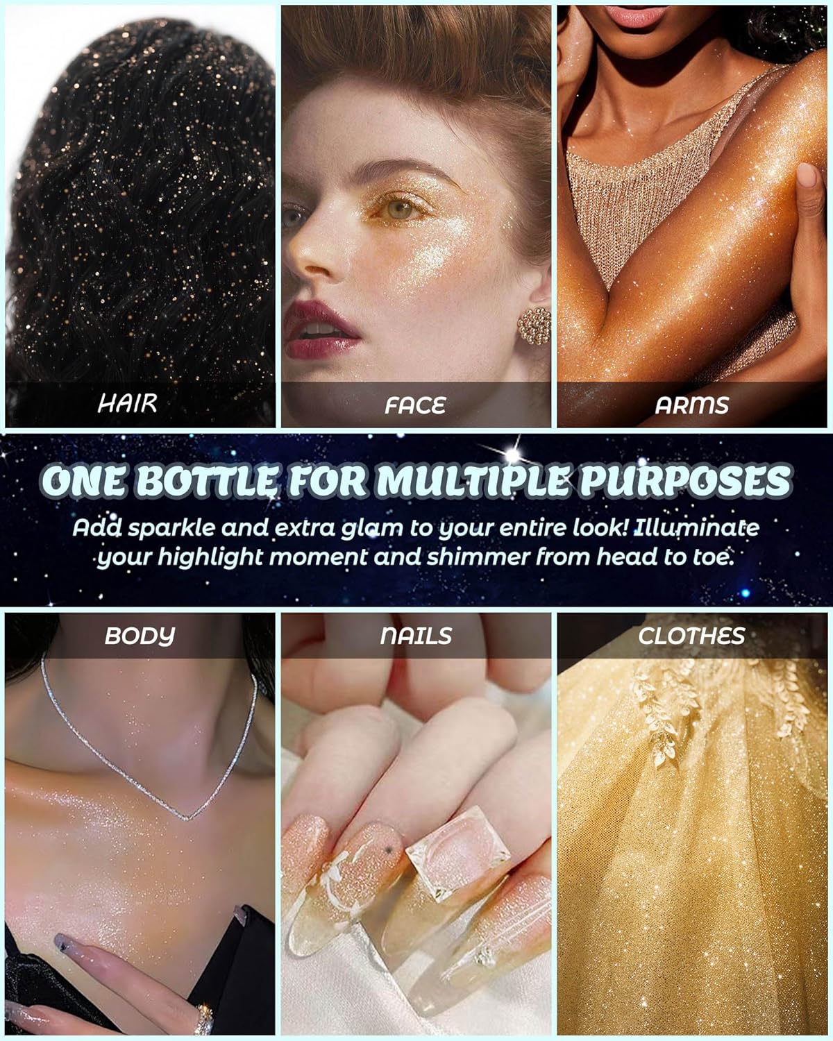 Glitter Air Cushion Highlighter Powder - 3D Contour & Brighten Face, Eyes, Body, Hair | Pearlescent Patting Powder Create a Shimmering Look | Easy-Use & Perfect for Daily & Special Occasions