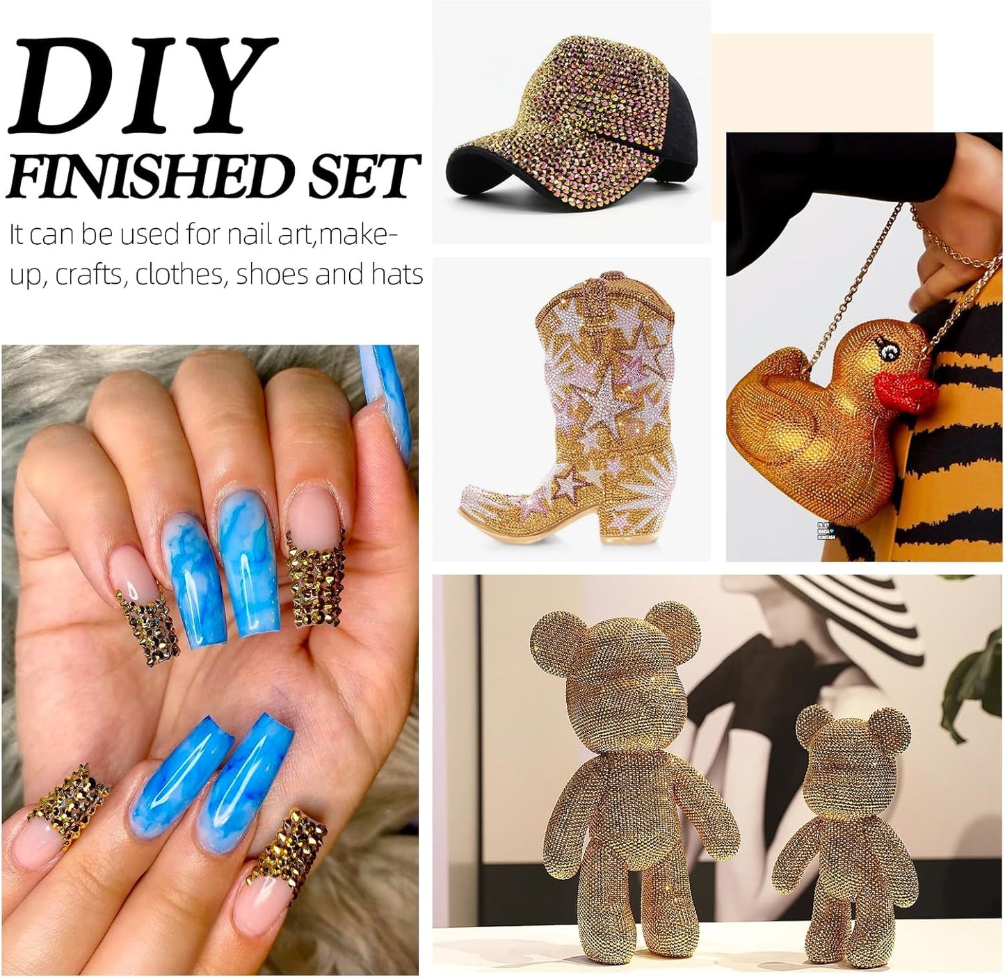 Gold Flatback Rhinestones, Glass Rhinestones for Nail Art and Craft, Glue Fix, Loose Crystal Gemstones(Gold, SS12, 1440pcs, 2.9-3.0mm)