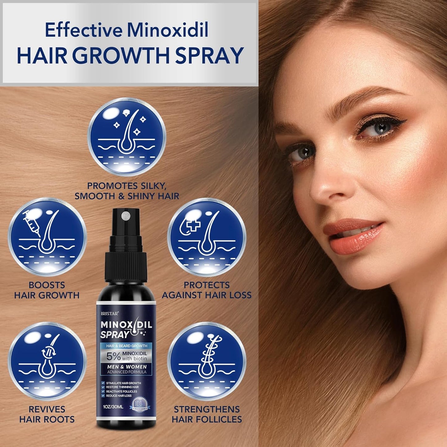 5% Minoxidil for Men Hair, Minoxidil for Women Hair Growth, Minoxidil for Men Beard, Minoxidil Spray, Minoxidil 5 Percent, Minoxidil 5% Hair Regrowth for Men 30ml x 2 Bottles