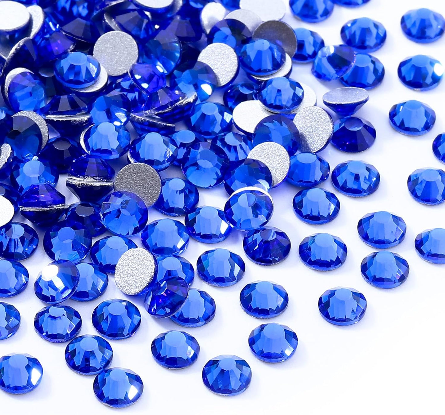 Sapphire Flatback Rhinestones, Glass Rhinestones for Nail Art and Craft, Glue Fix, Loose Crystal Gemstones(Blue, SS12, 1440pcs, 2.9-3.0mm)