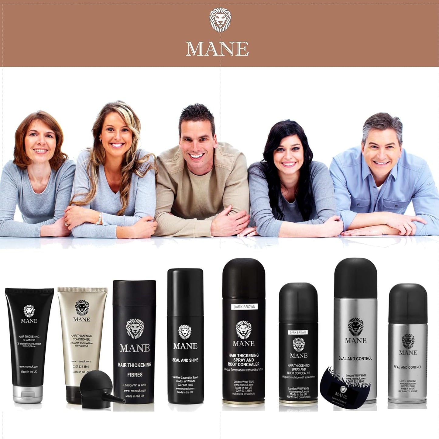 Hair Thickening Fiber Spray by Mane (200 ml, Grey)